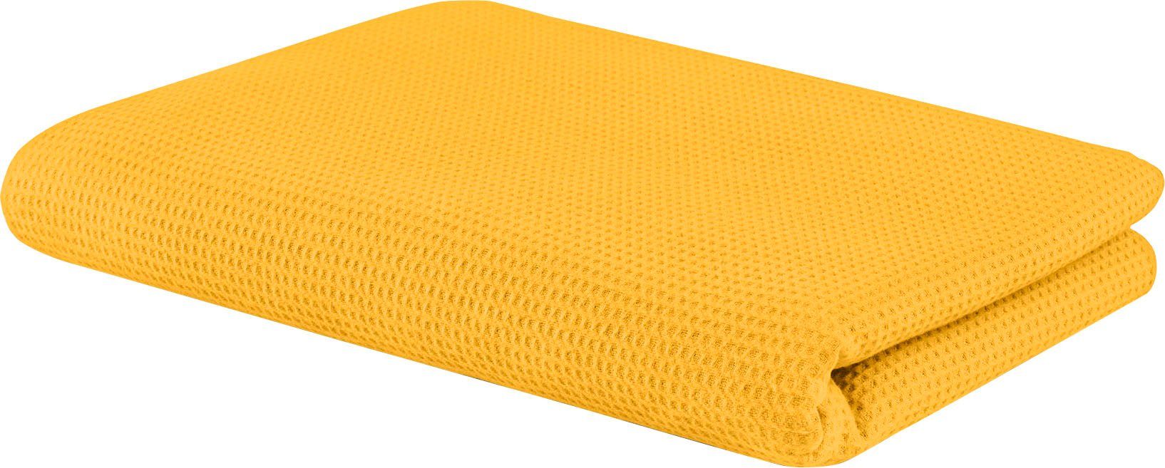 Wohndecke Waffeldecke, SETEX, aus Waffelpiqué, auch als Tagesdecke geeignet, Kuscheldecke safran