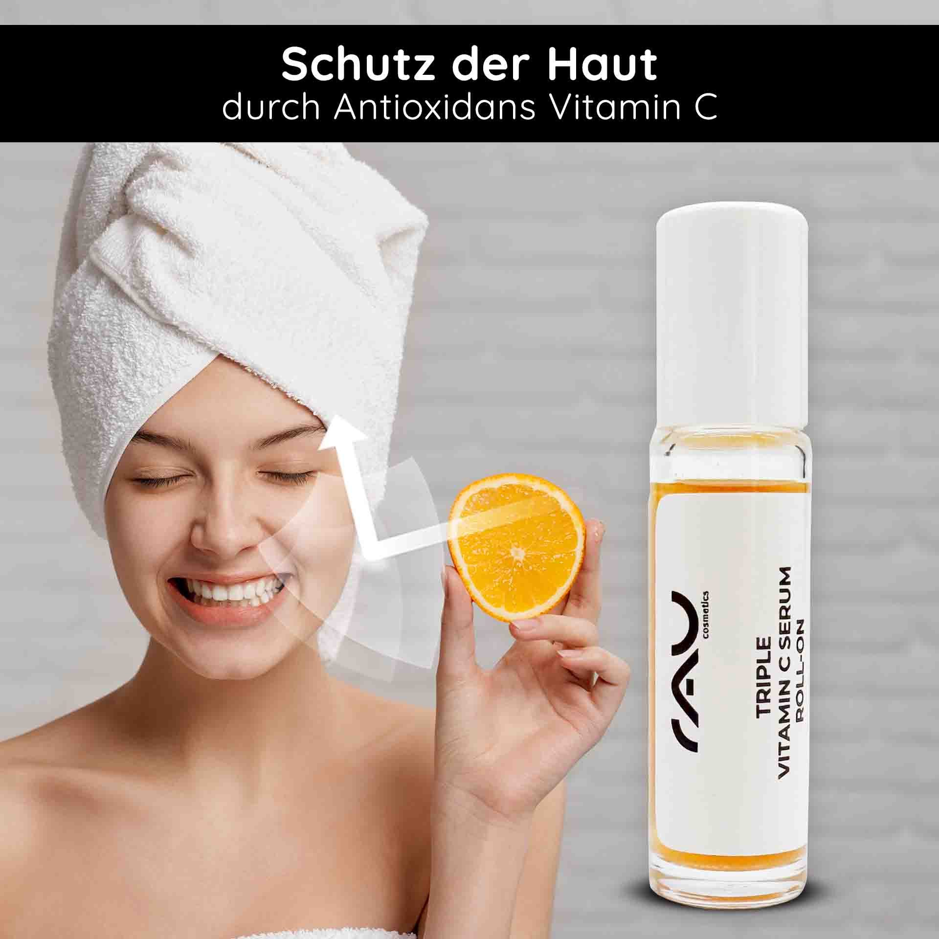 RAU Cosmetics Gesichtsserum RAU Cosmetics Triple Vitamin C Serum Roll-On - Glow & schöner Teint
