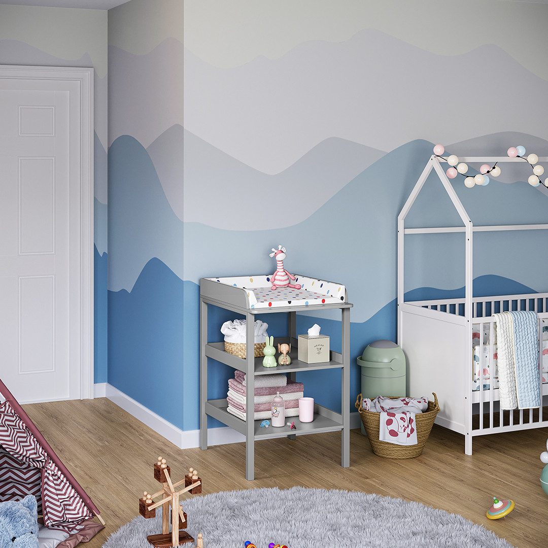 Bellabino Wickeltisch Bani, Wickelregal schmal, grau, mit 2 Ablagefächern günstig online kaufen