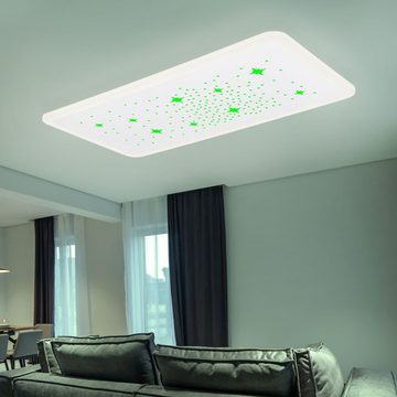 etc-shop LED Deckenleuchte, LED-Leuchtmittel fest verbaut, Kaltweiß, Warmweiß, Neutralweiß, Tageslichtweiß, Farbwechsel, LED Deckenleuchte Wohnzimmerlampe dimmbar Fernbedienung Sterne L 60 cm