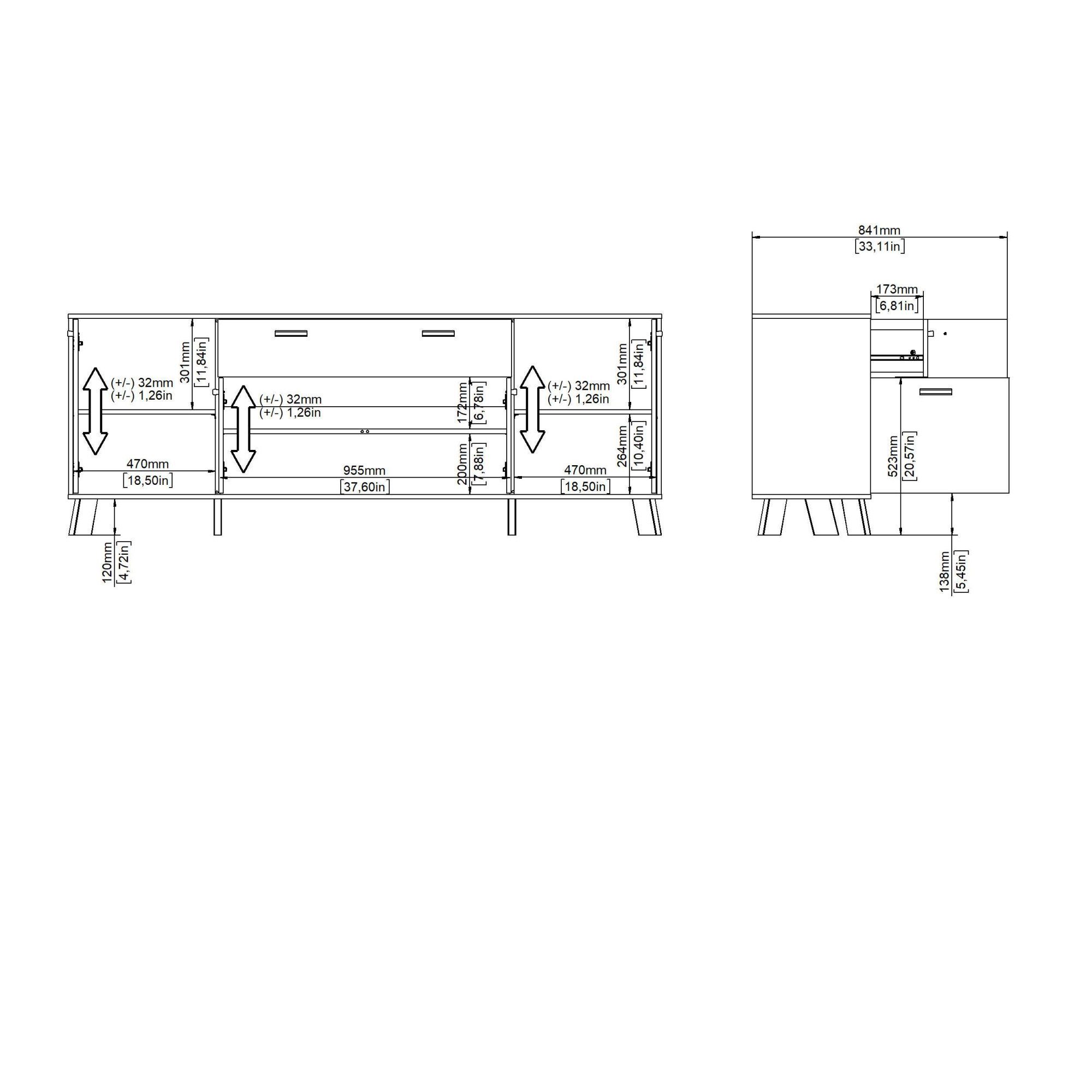 andas Sideboard Ikast, Stauraum, Schubladenschrank, Aufbewahrung, Breite 196 cm, 4 Türen, 2 Schubladen, Höhe 73 cm