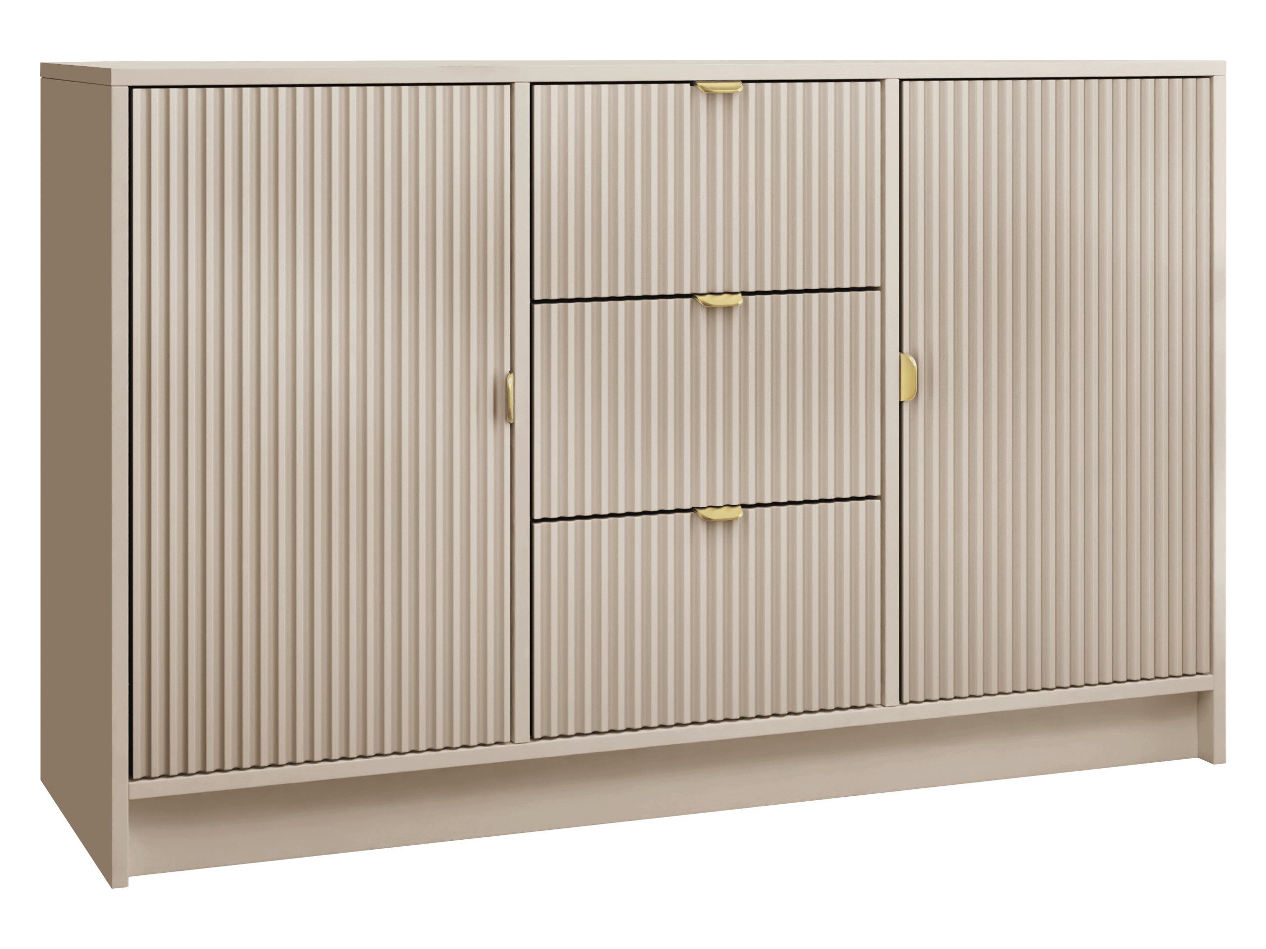MIRJAN24 Kommode Tireno 2D3SZ (mit zwei Drehtüren und drei Schubladen), Aluminiumgriff in der Farbe Gold