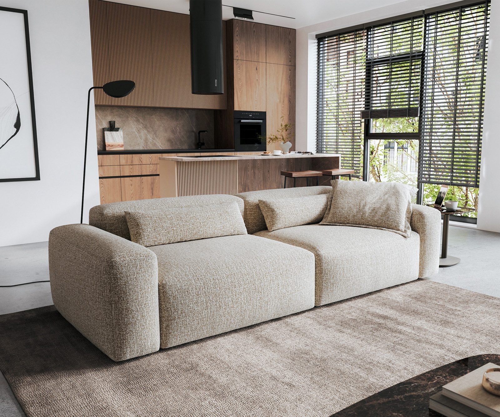 DELIFE Sofa Freestyle, Freestyle Pure Webstoff Soft Beige 280x110 cm