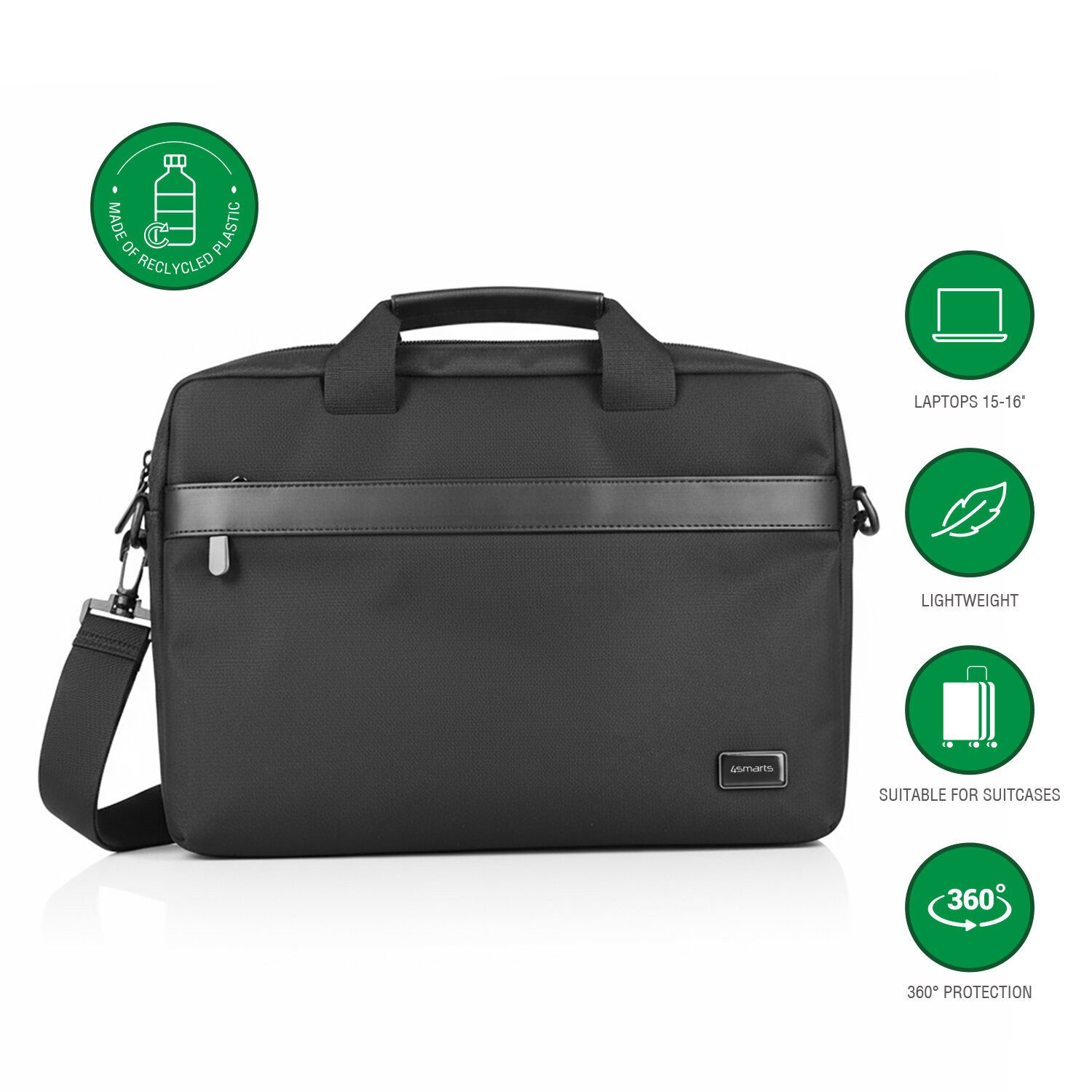 4smarts Laptoptasche 4smarts Laptop-Tasche Target Eco Slim 15–16” schwa