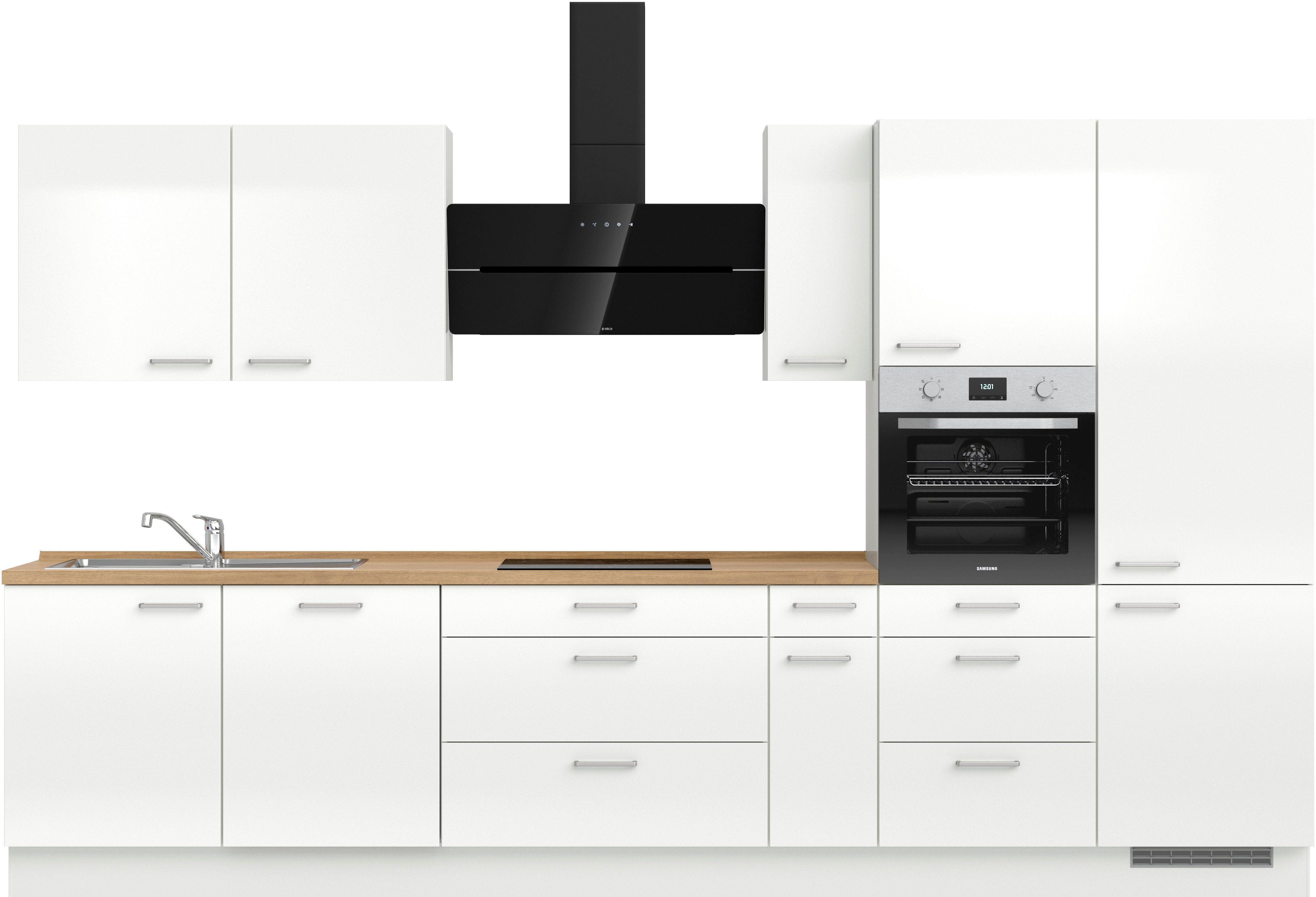 nobilia® Кухниzeile "Flash II" mit Hochglanz Fronten, vormontiert, Ausrichtung wählbar, Breite 360 cm, wahlw. mit E-Geräten