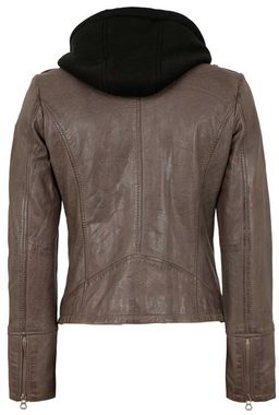 Gipsy Lederjacke GWVreni Gipsy - Damen Echtleder Lederjacke Lammnappa Kapuze grey