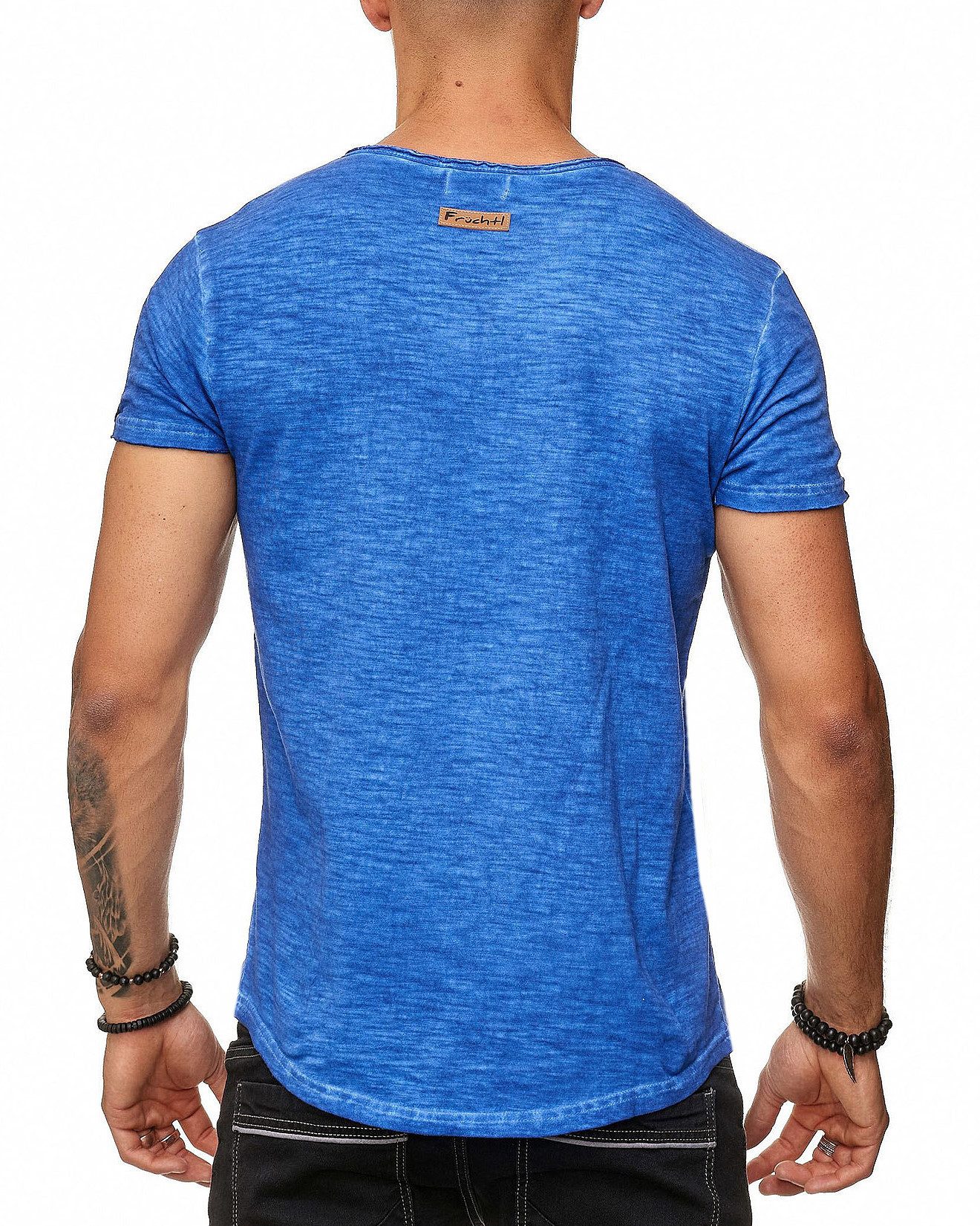 Früchtl T-Shirt mit V-Ausschnitt und dezenter Knopfleiste