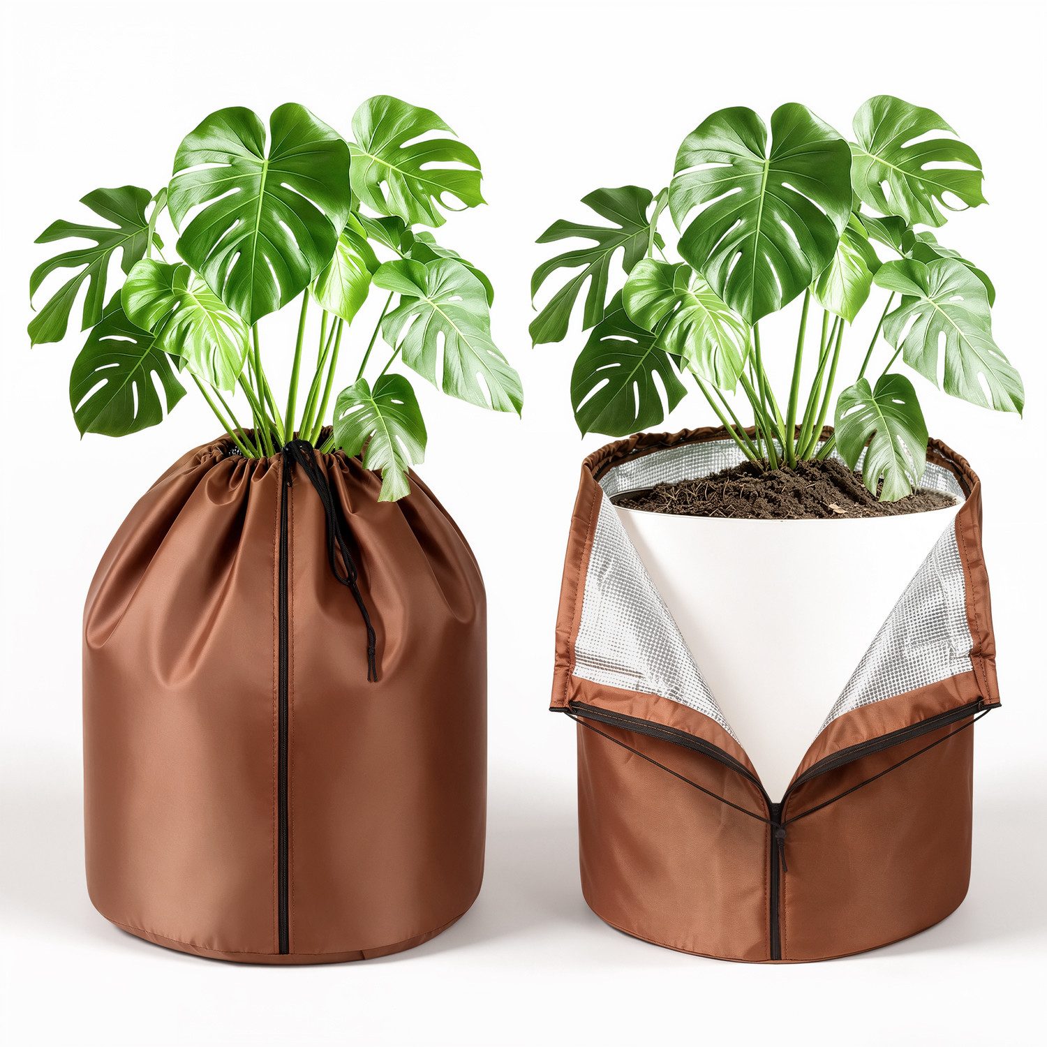 Clanmacy Winterschutzvlies 2er Winterschutz Pflanzen 70x65 cm Braun für Bäume Sträucher