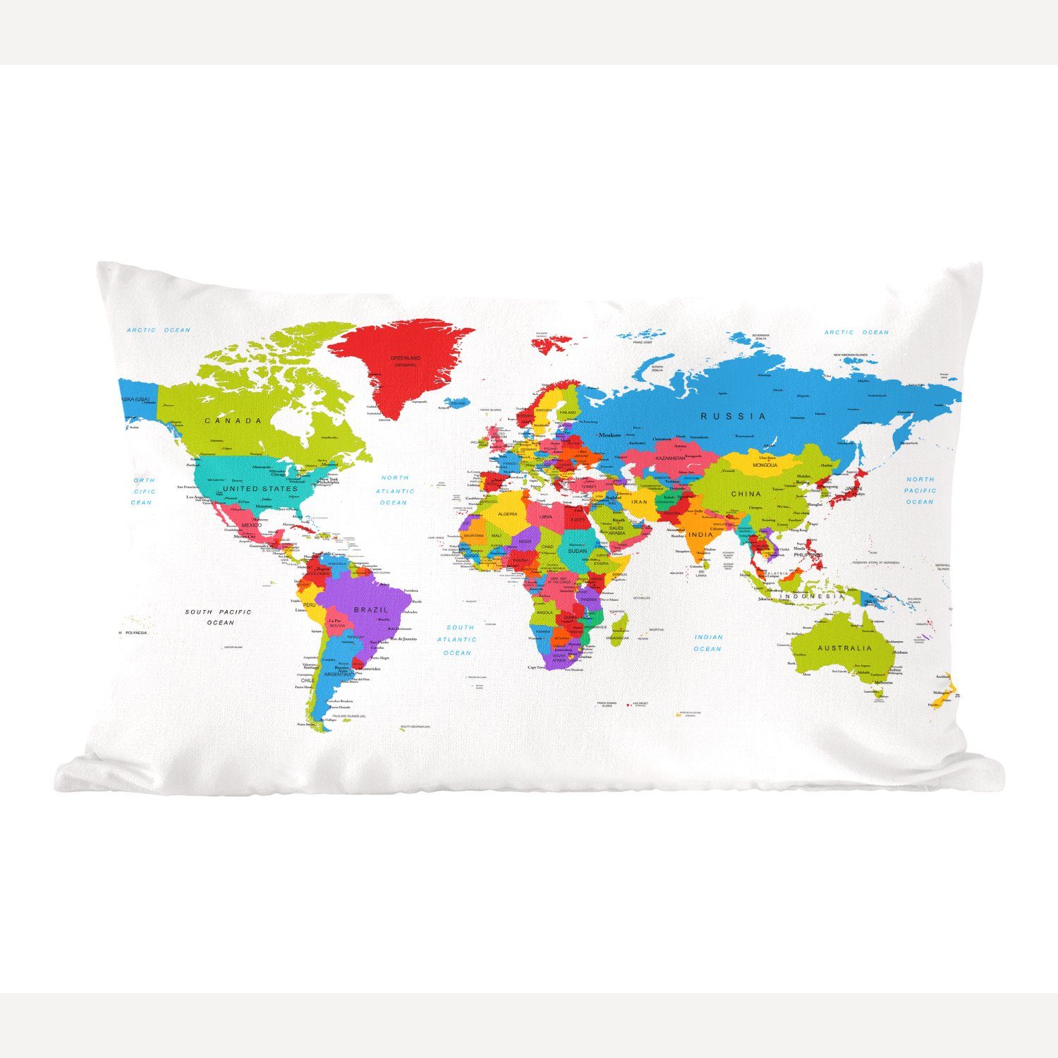 Topographie, - Einfach Füllung, - Schlafzimmer Dekokissen mit Dekoration, Wohzimmer Zierkissen, Dekokissen MuchoWow Weltkarte