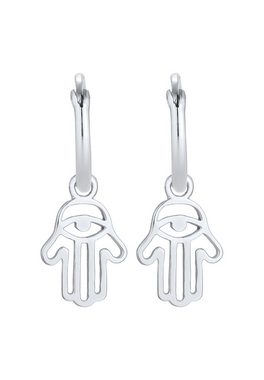 Elli Paar Ohrhänger Creolen Fatimas Hand Schutzsymbol 925 Silber, Hamsa Hand