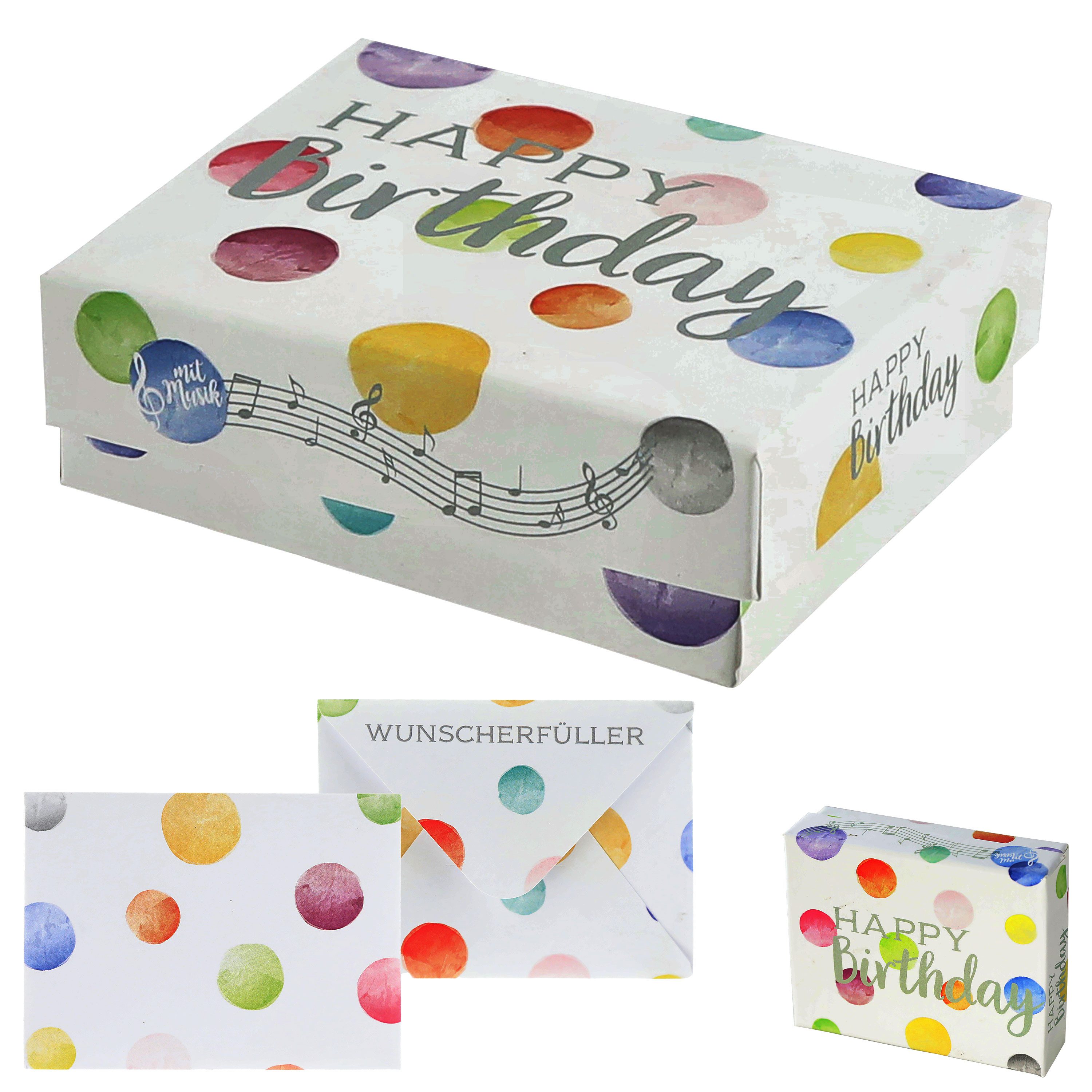CEPEWA Geschenkbox Geschenkbox Musik 'Happy Birthday' 9,5x7x3,5cm weiß bunt Karton – Bild 4 von 5