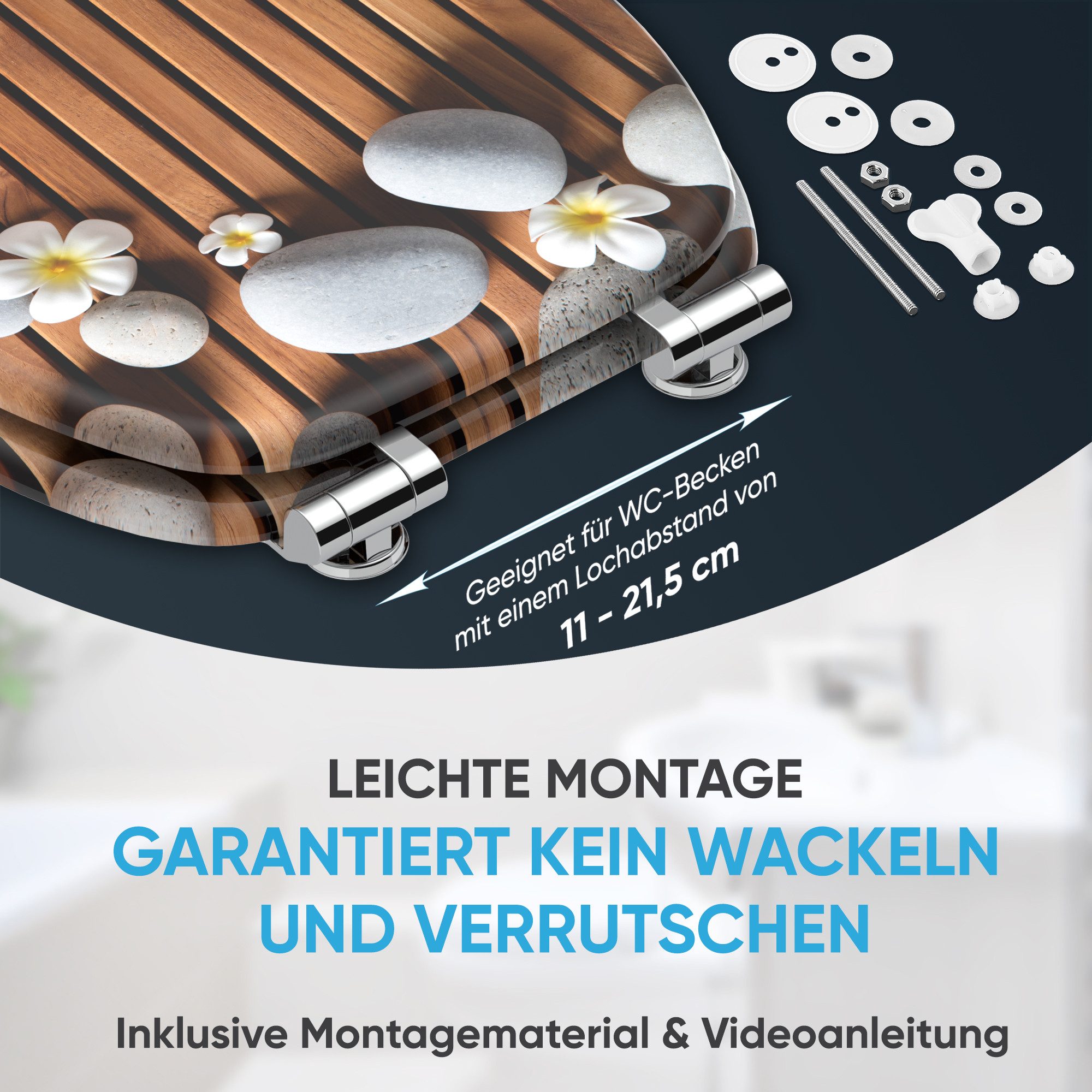 Sanilo WC-Sitz Zentara mit Absenkautomatik, Toilettendeckel direkt vom Hersteller, hochwertig & modern mit Motiv, universell, leichte Montage – Bild 5 von 5