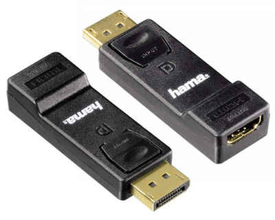 Hama Displayport zu HDMI Adapter-Kabel 4K Video-Adapter Displayport, 1 cm, DisplayPort-Stecker auf HDMI-Buchse für PC Monitor Beamer Grafikkarte