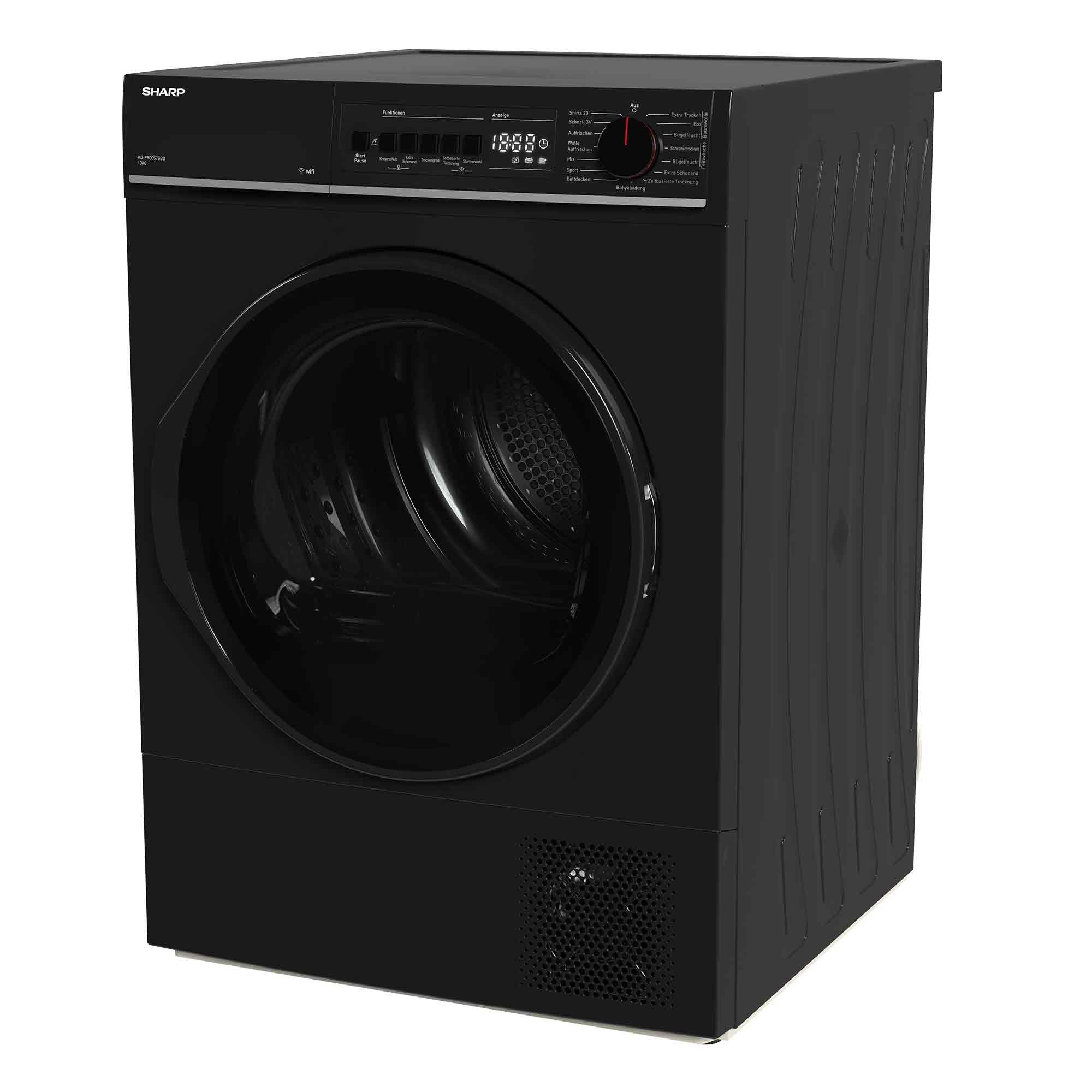 Sharp Wärmepumpentrockner KD-PRO0S7GBD-DE, WiFi, BubbleDrum, Trommel-Innenbeleuchtung, Zwei-Wege-Schleudern