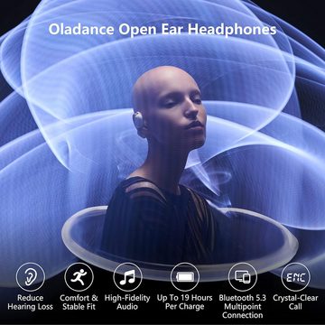 Oladance Improved, Features, OWS2 Open-Ear-Kopfhörer (Bis zu 19 Stunden Wiedergabedauer mit großem Akku und energiesparender Technologie., für ein beeindruckendes Klangerlebnis und unübertroffenen Komfort)