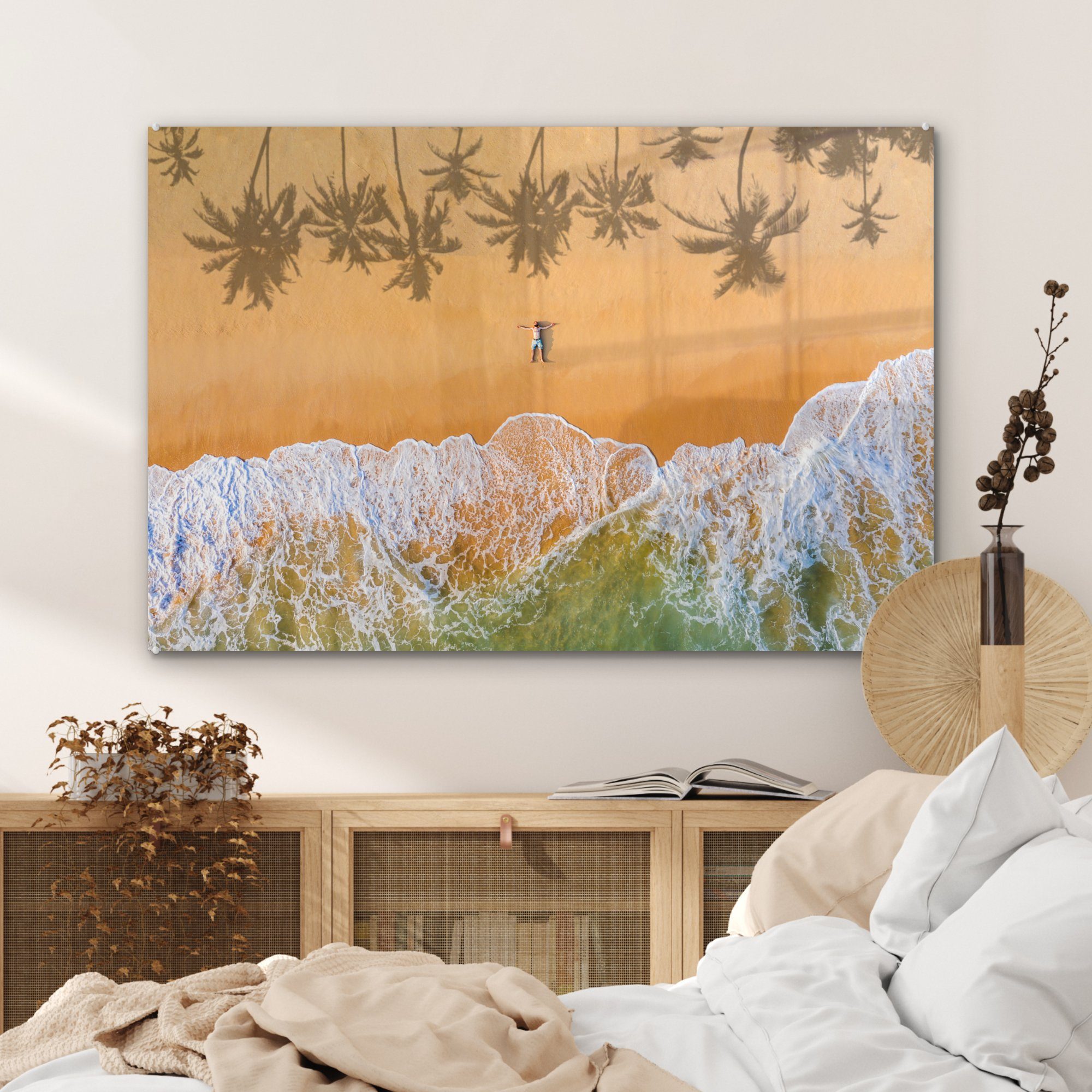 Acrylglasbild Acrylglasbilder & - (1 Strand St), Wohnzimmer - Palme, Schatten Schlafzimmer MuchoWow