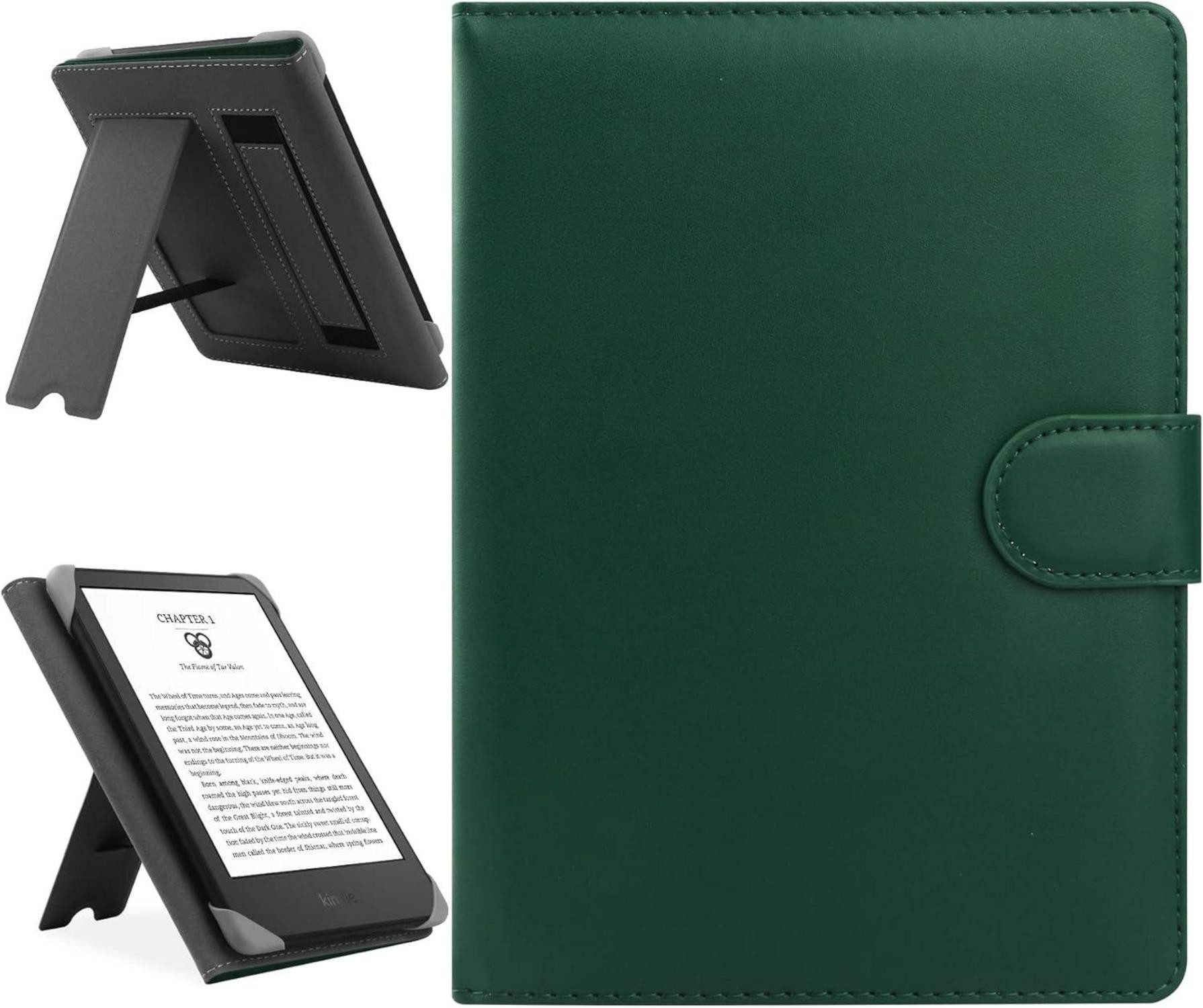 LuxusKollektion E-Reader-Hülle Universal E-Book Reader Hülle 6-6.8'' Leder Stand Schutzhülle grün