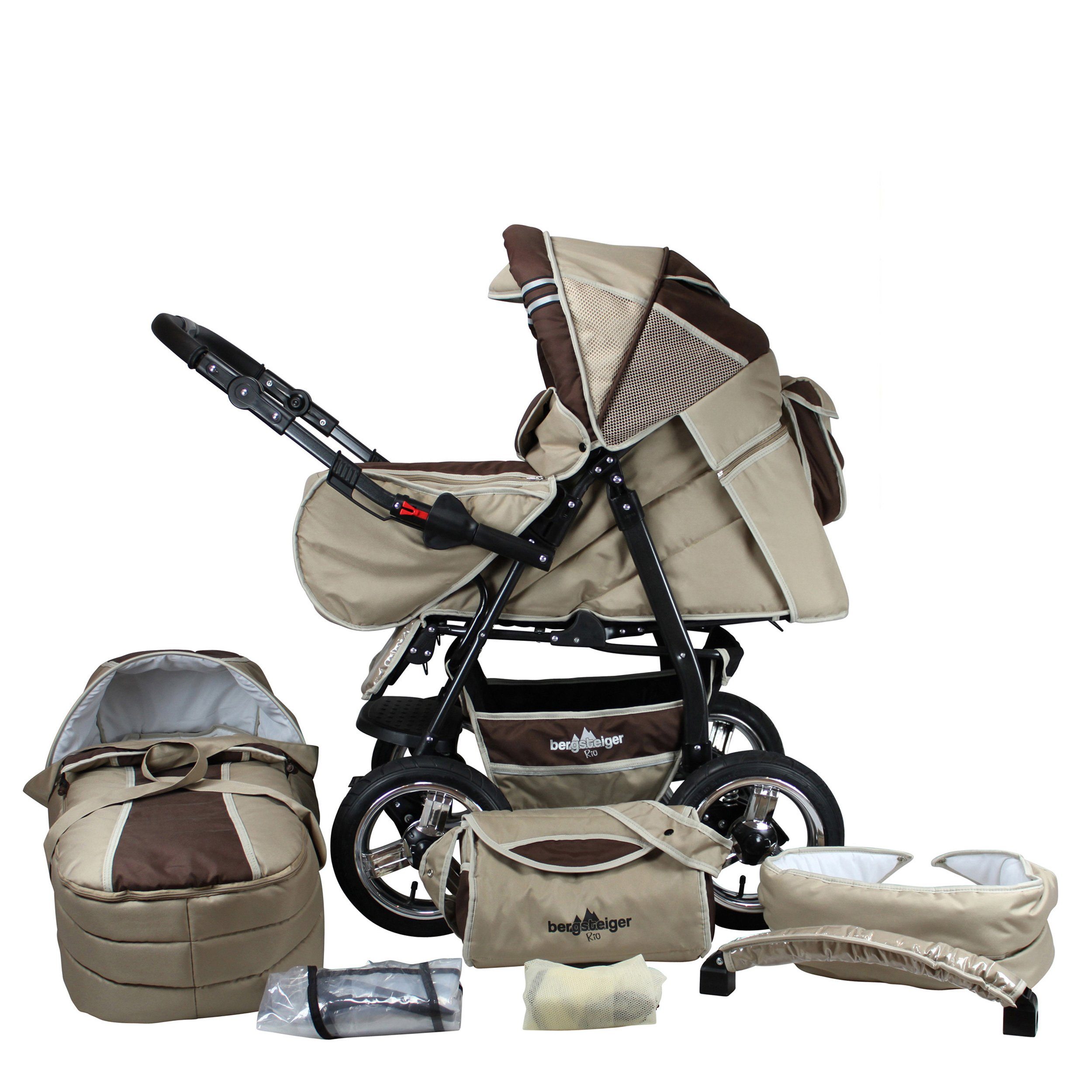 bergsteiger Kombi-Kinderwagen Rio, (10-tlg) coffee & brown