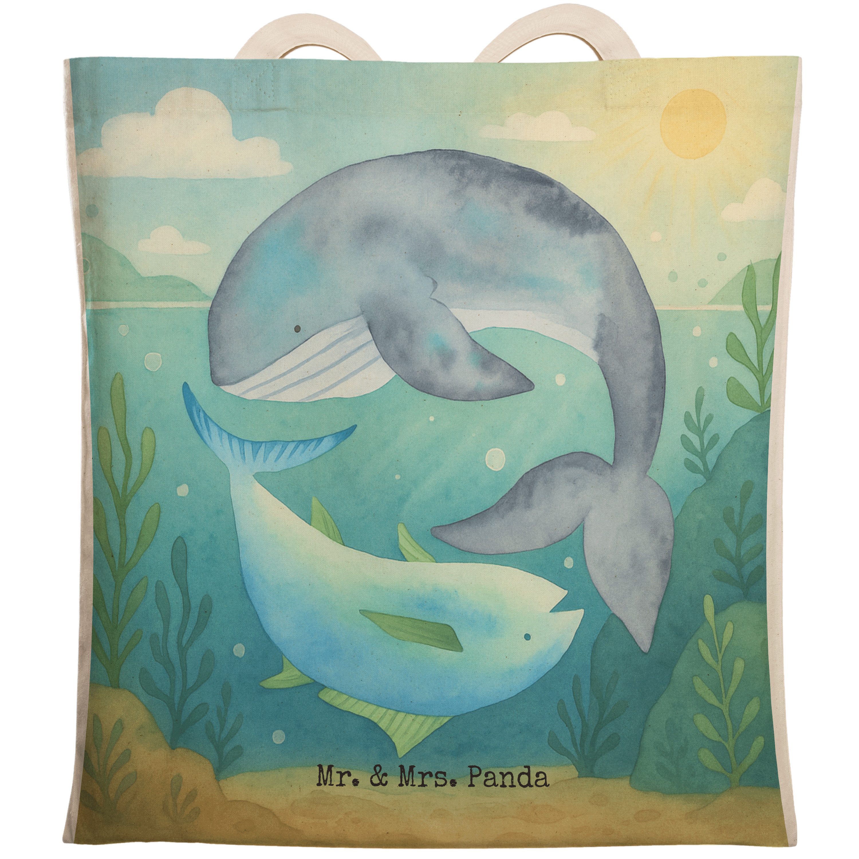 Tragetasche Walfisch Thunfisch Design, shopping bag, Weiß, Tragetasche Bedruckt