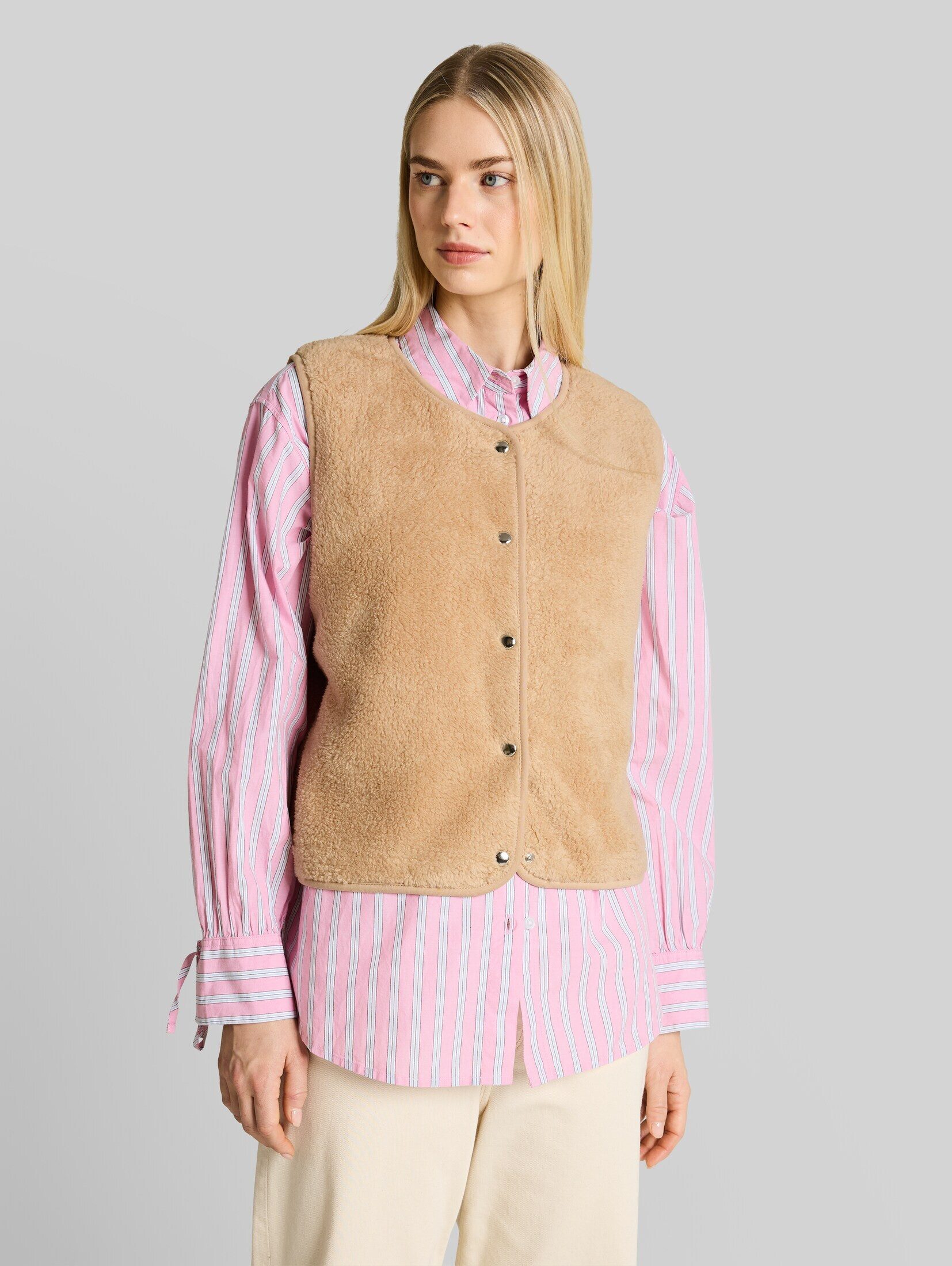 TOM TAILOR Denim Sweatjacke Strick & Sweatshirts Loose Fit Teddy Weste