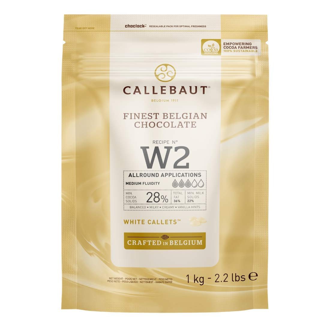 Callebaut Schokolade CALLEBAUT, Receipe No. W2 - Kuvertüre Callets, Weiße Schokolade, 1 x 1000 g