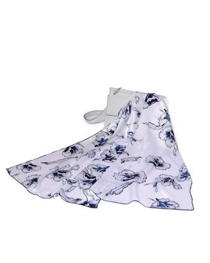 MayTree Seidenschal Hibiskus Blau, 55 x 175 cm, leichter Damen-Schal, alljährig, (Stück), Seidentuch 100% Seide