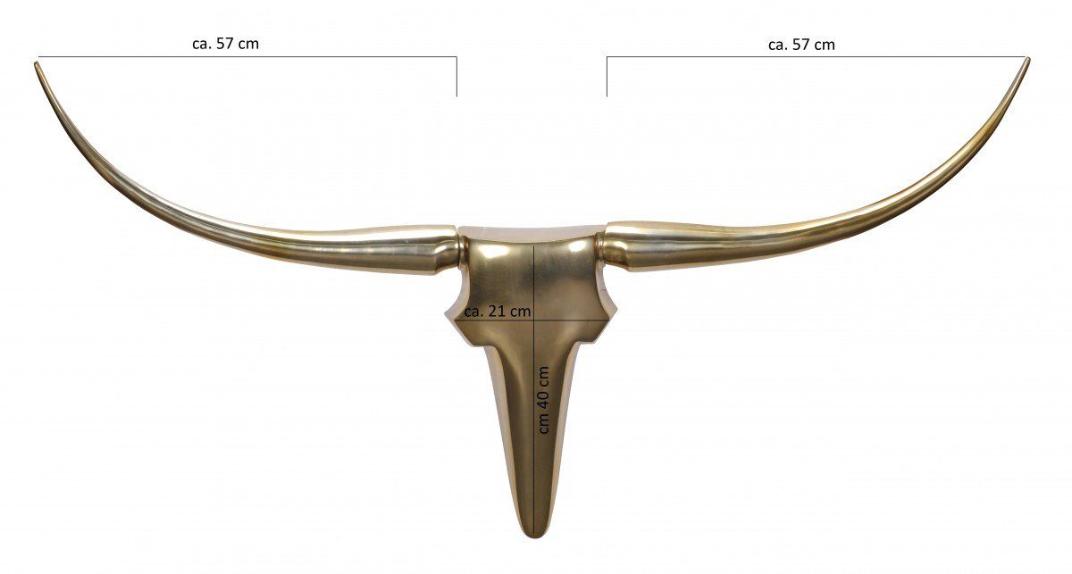 Wohnling Wanddekoobjekt Deko Geweih Bull L Aluminium Deisgn Hörner 125 cm Wanddekoration (Geweih L Wanddekoration 125 cm Aluminium Gold), Jagdtrophäe Wandschmuck, Wandgeweih Alu Modern