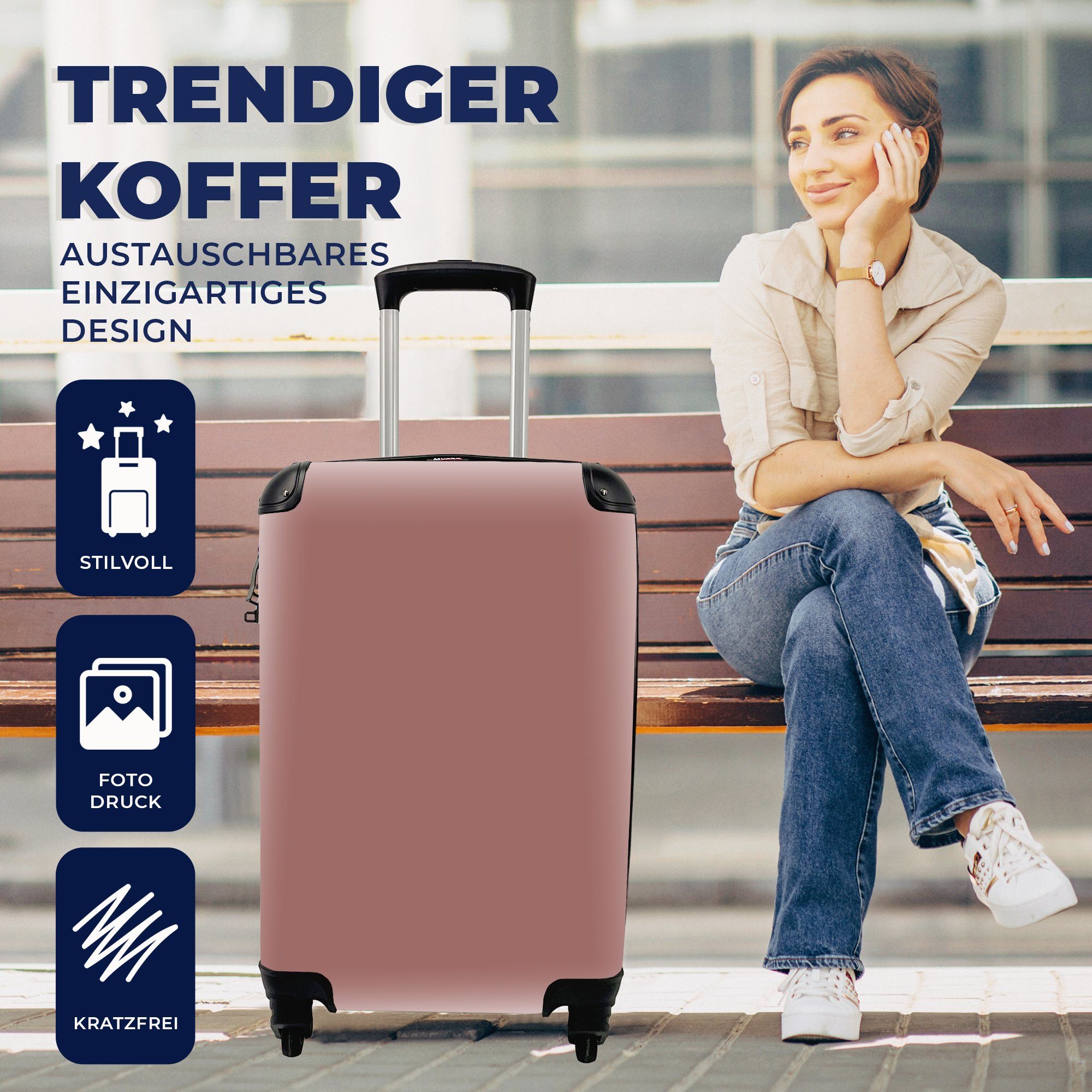 Terrakotta Muster Ferien, Rosa, - Trolley, Reisetasche Handgepäckkoffer 4 mit für rollen, Reisekoffer Handgepäck MuchoWow - Rollen,