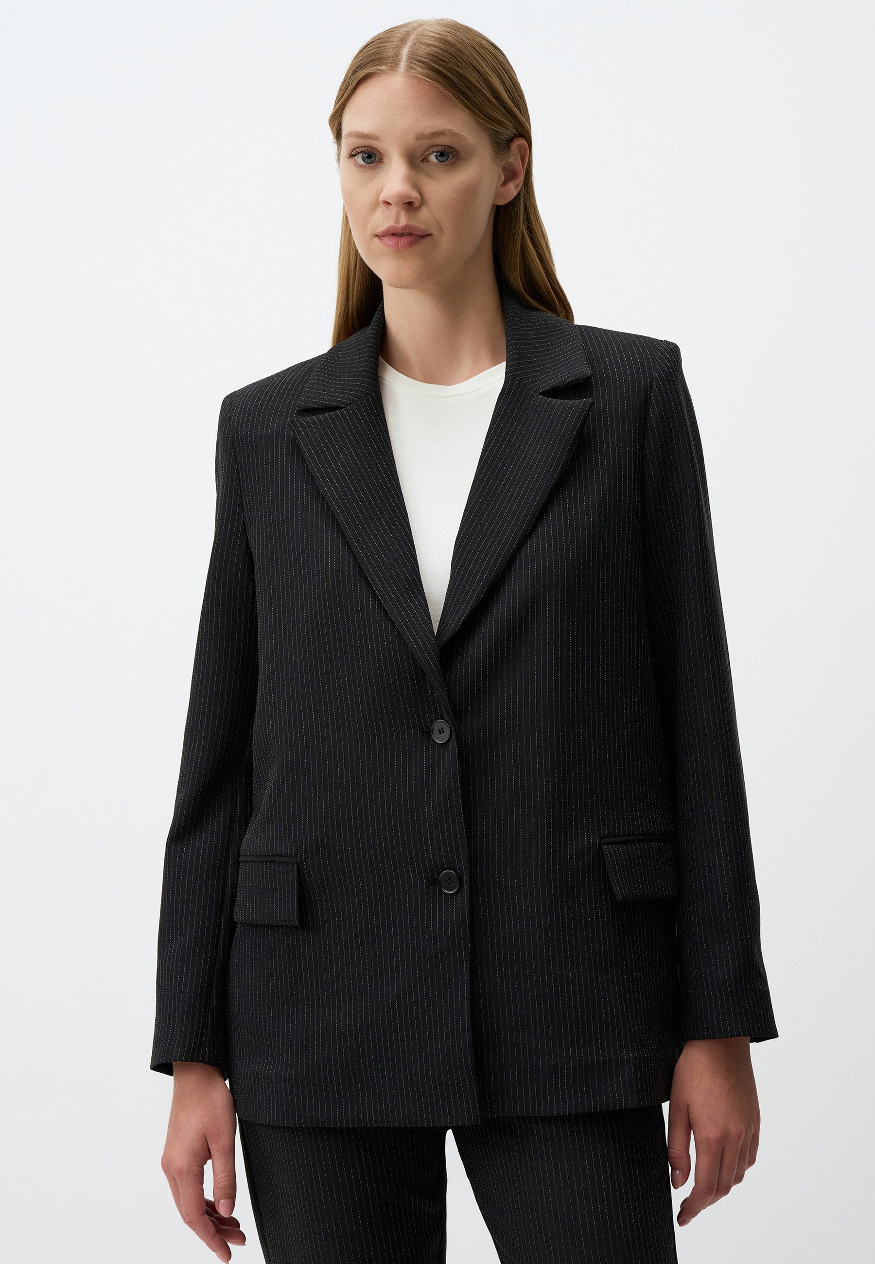 Jackenblazer Langärmlig Gestreift Stilvoll Blazer Jacke