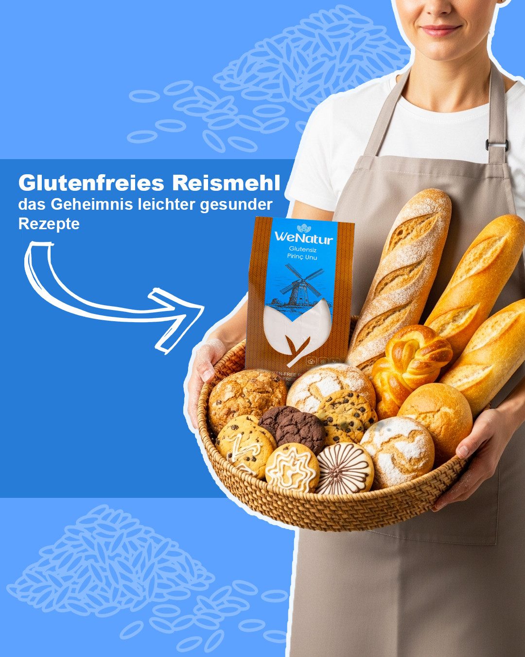 We_Natur Mehl Reismehl – Glutenfreies Mehl für feines und leichtes Backen 1 kg, 1000 g, Glutenfrei, natürlich
