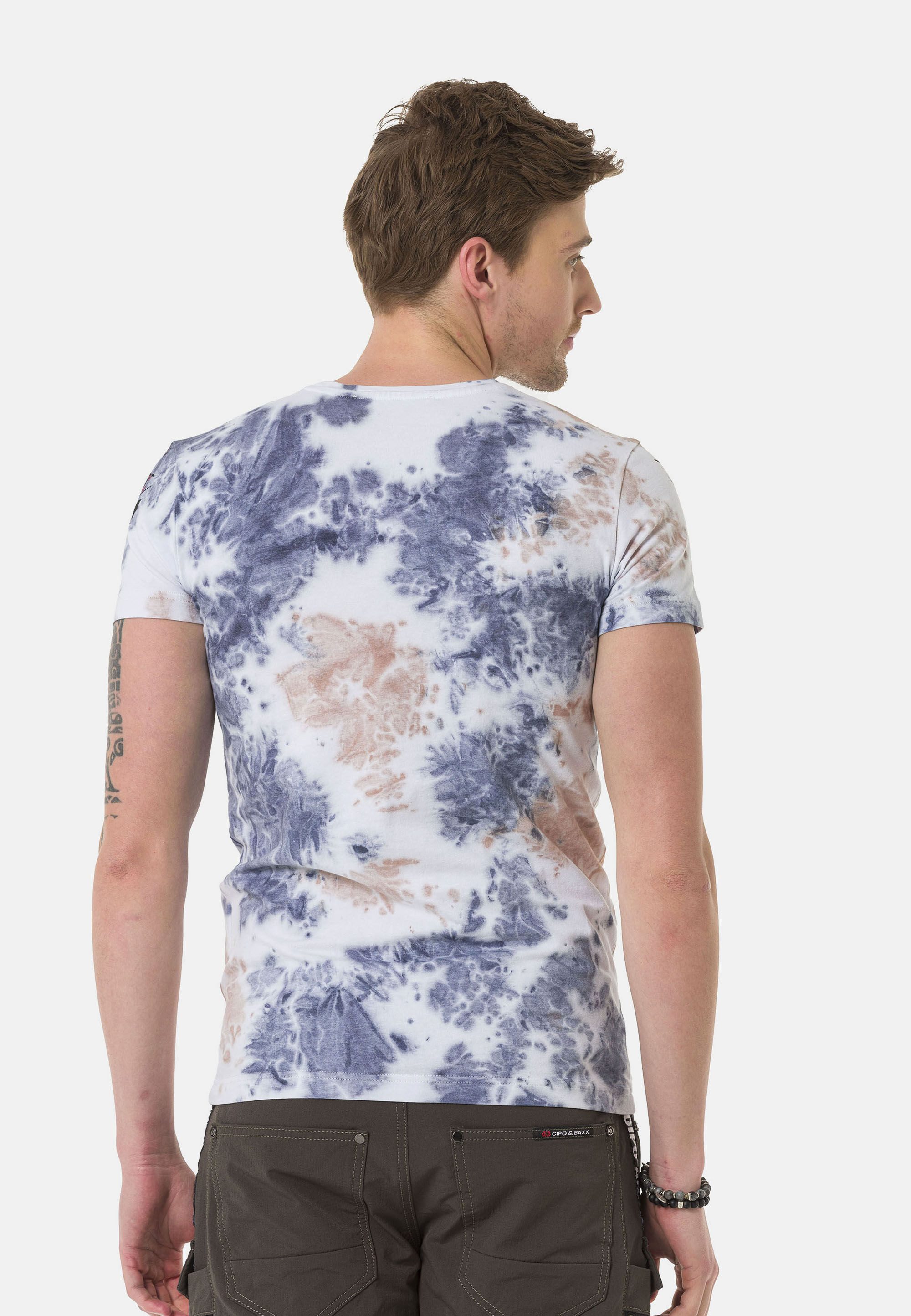 Cipo & Baxx T-Shirt T-Shirt im Batik-Look mit Print
