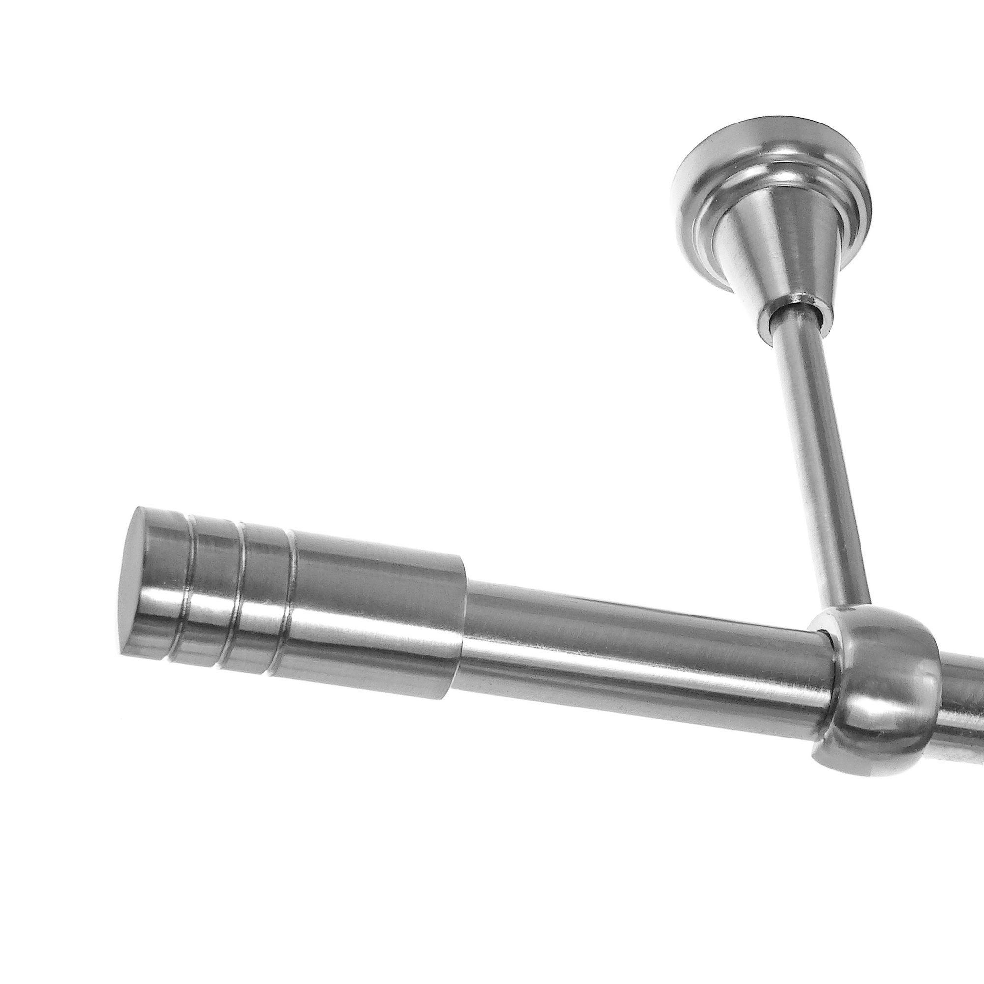 BASIT Gardinenstange Edelstahloptik 19mm mit Deckenträgern 200 cm E60, Ø 19 mm, 1-läufig, verschraubt, Metall, D18 200 cm E60 Zylinder