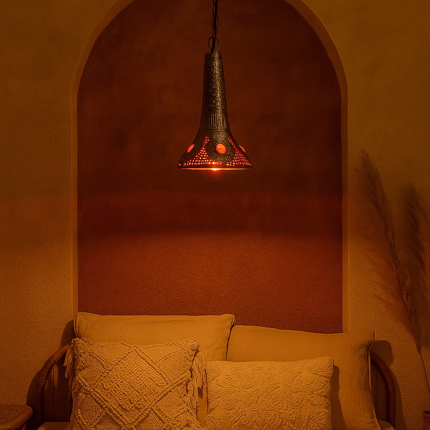 Marrakesch Orient & Mediterran Interior Pendelleuchte Hängeleuchte Ajdina Silber 30cm, Marokkanische Lampe aus Messing, ohne Leuchtmittel, Handarbeit