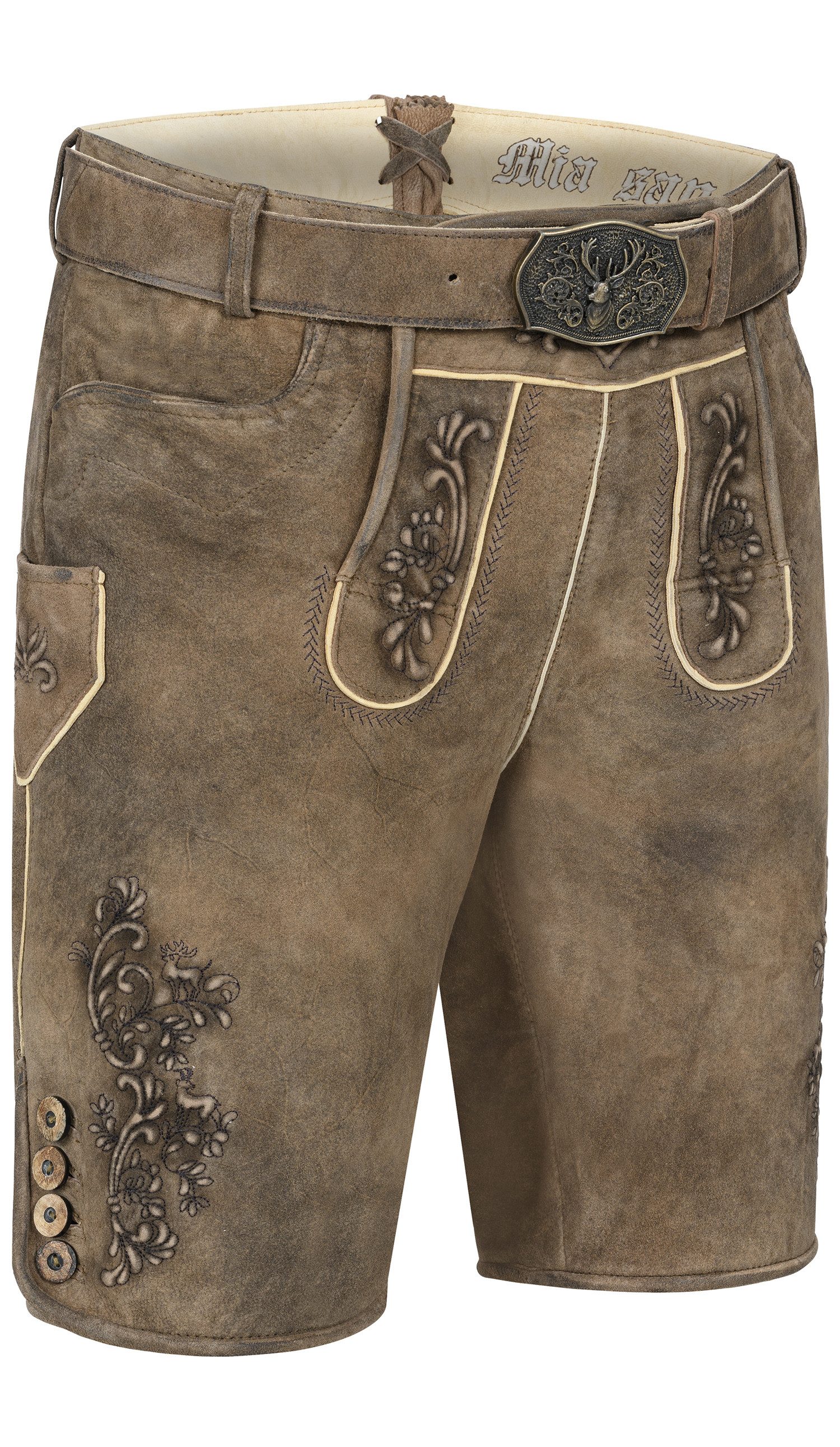 Trachtenlederhose Lederhose kurz Landgraf in Antikbraun von Nübler
