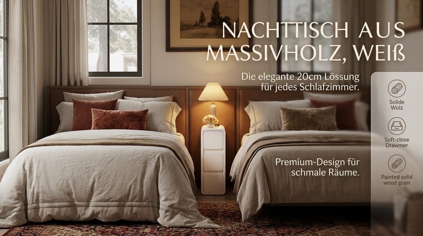 AQIMUELE Nachttisch aus Massivholz, 40 cm, 3 Schubladen, Weiß (1-St), Installationfrei, Lagerung, Platzsparend, Wetterfest – Bild 4 von 5