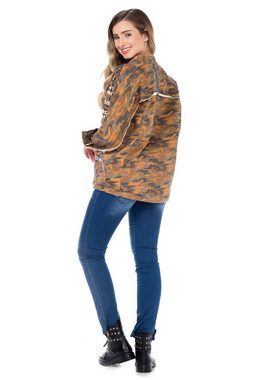 Cipo & Baxx Jeansjacke mit Edelsteindruck