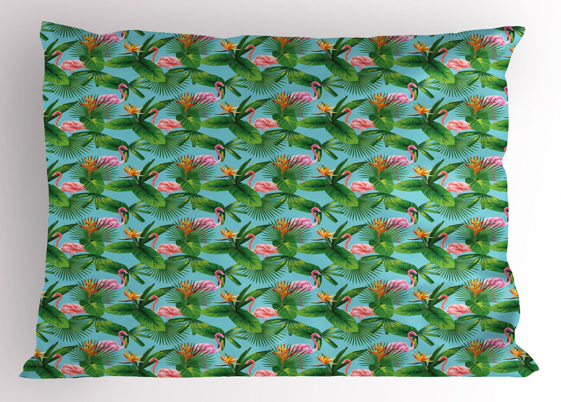 Kissenbezüge Dekorativer Standard Tropisch King Abakuhaus Flamingos Gedruckter Stück), (1 Size Blätter-Muster Kissenbezug