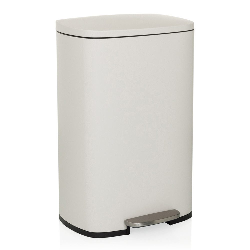 hjh OFFICE Mülleimer Mülleimer CLEAN XV Stahl, 50 Liter, Treteimer mit Softclose, Abfalleimer mit Fußpedal