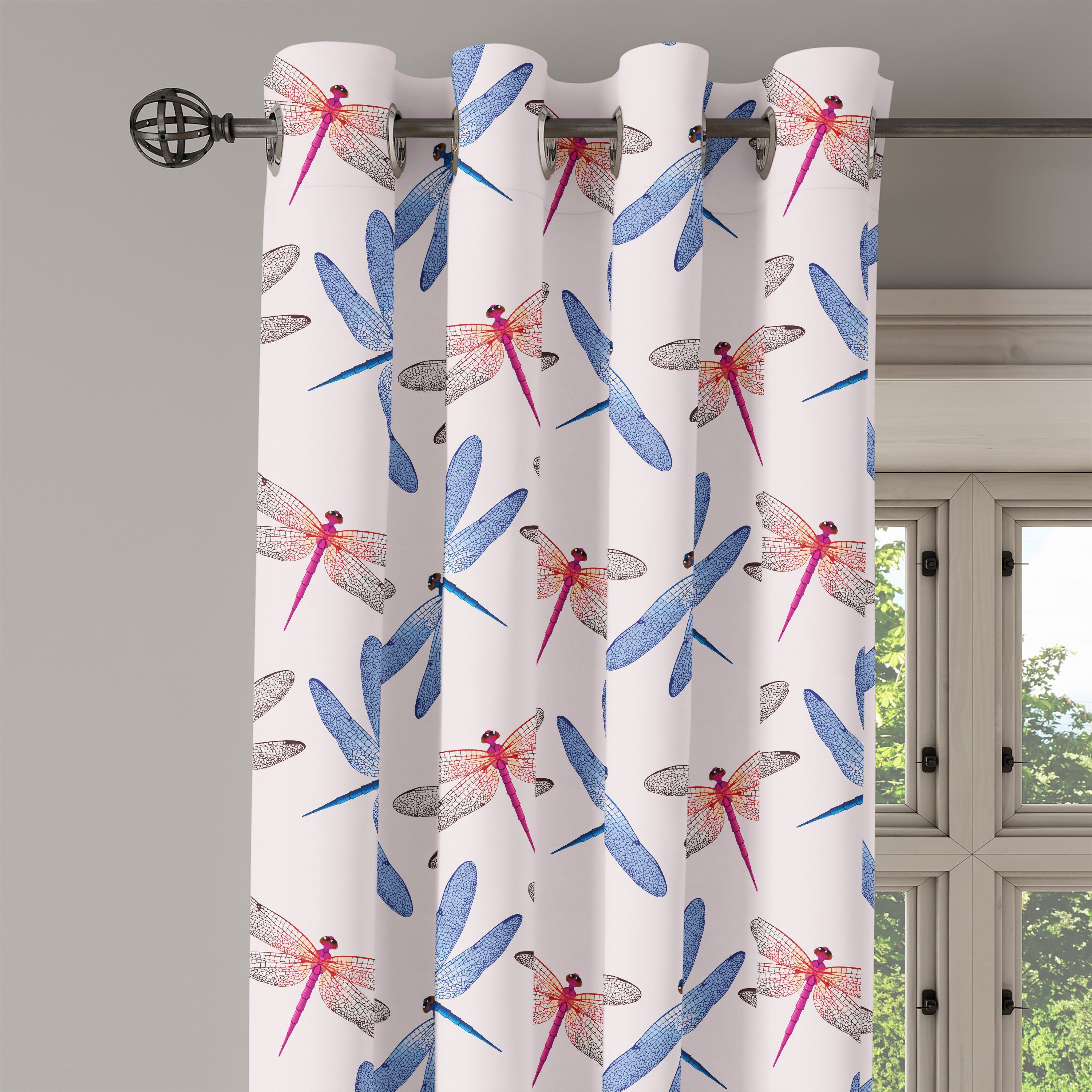 Tierkunst Schlafzimmer Dekorative Libellen-Flügel-Kunst 2-Panel-Fenstervorhänge Gardine für Wohnzimmer, Abakuhaus,