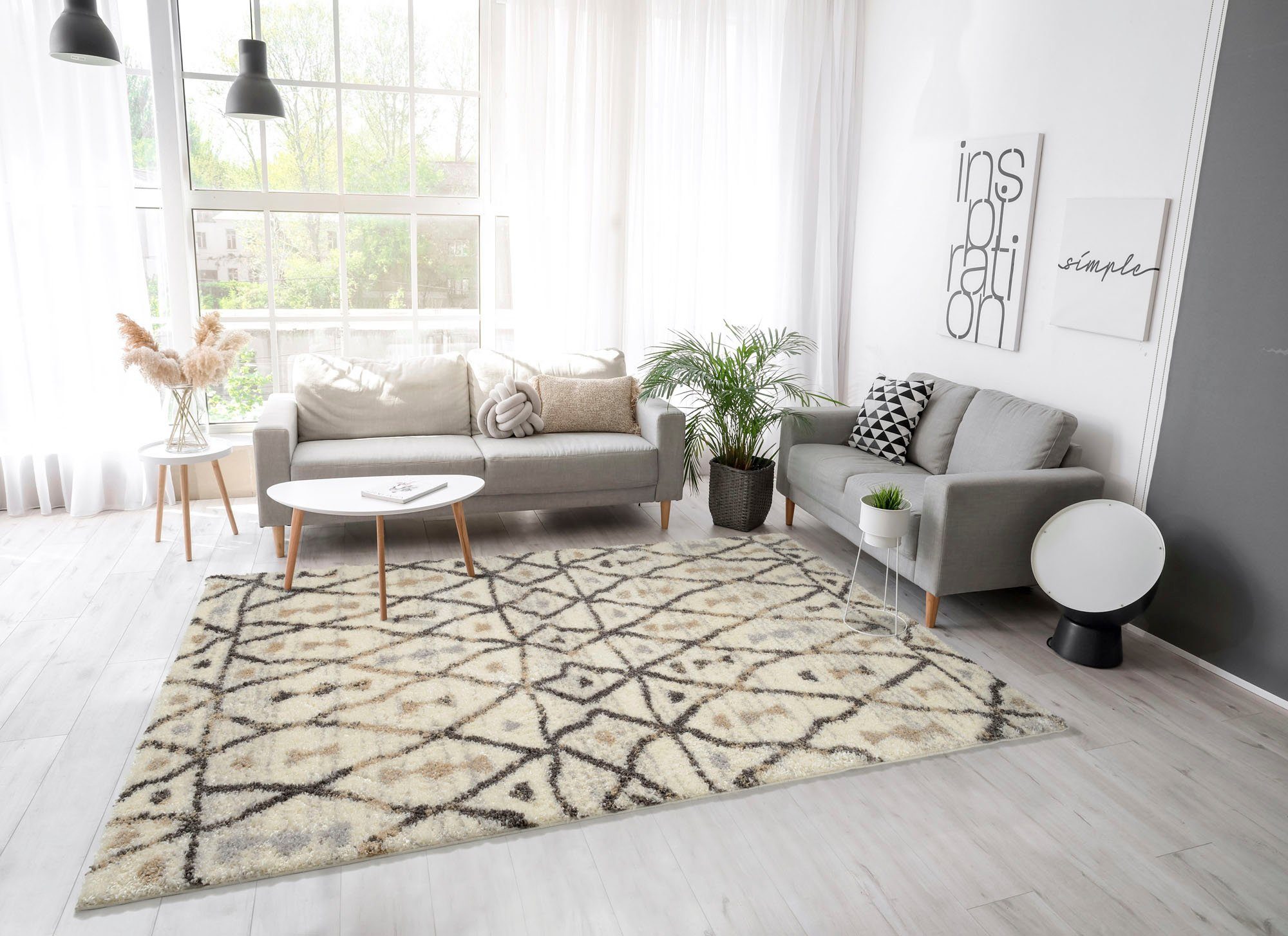 GALLERY M branded by Musterring Teppich MAROK, rechteckig, Höhe: 12 mm, moderner Kurzflor, grafisches Dessin, Wohnzimmer