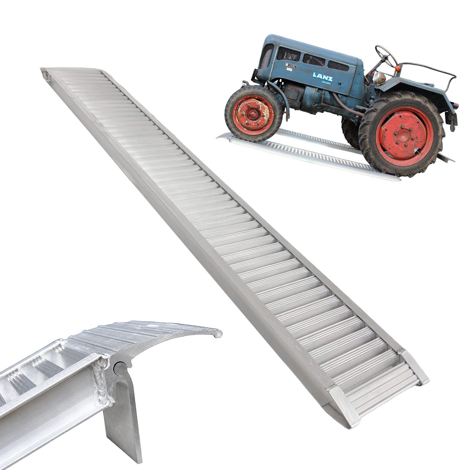TRUTZHOLM Auffahrrampe Schwerlastrampe 200 cm 1000 kg Alu Auffahrrampe für PKW Quad Maschinen (1-St), Stabile Konstruktion, profilierte Oberfläche, mit Sicherungsbolzen