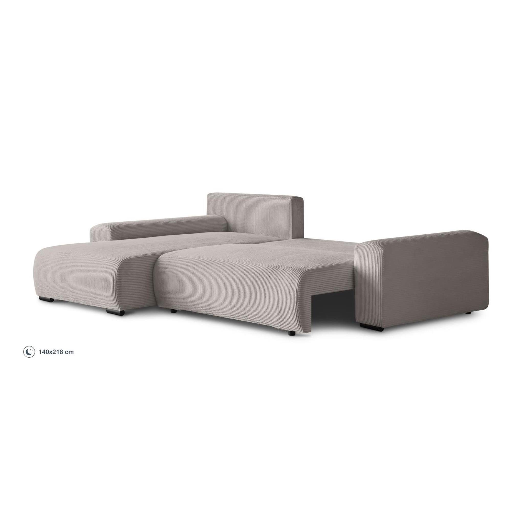 Beautysofa inkl. Corner Design, Benny, Schlaffunktion, aus Ecksofa Cordstoff stilvoll Sofa im Polsterecke modernes L-förmiges Wellenfedern, Bettkasten,