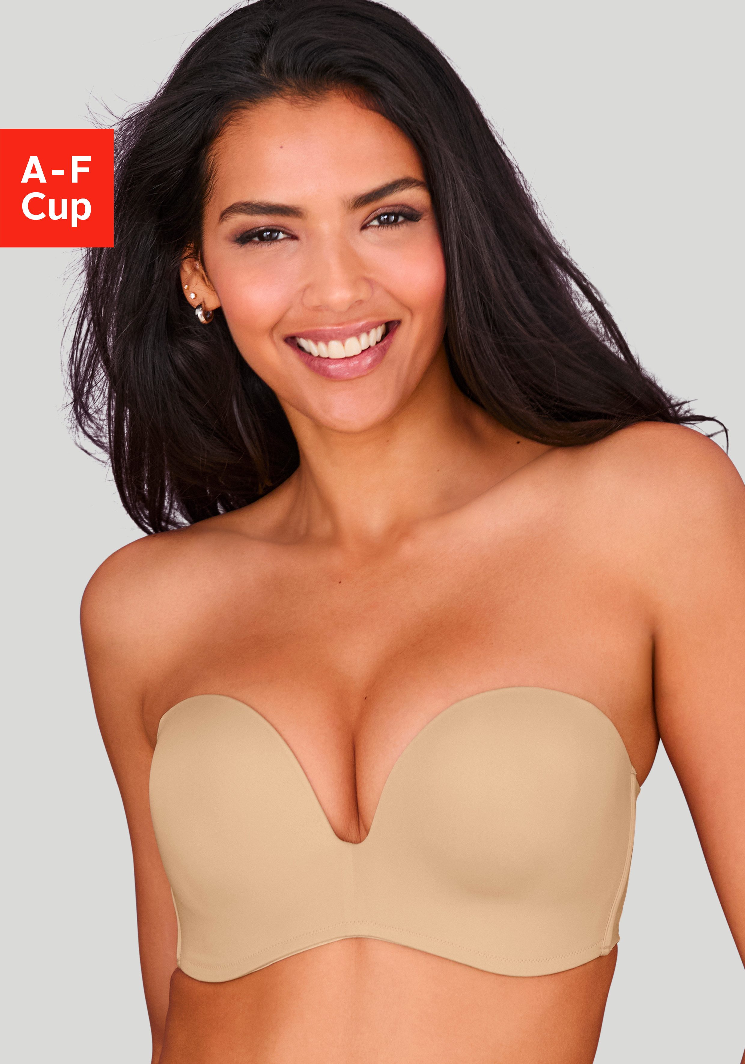 LASCANA Multiway-BH, Dirndl-BH, BH ohne Träger, T-Shirt-BH, Trägerloser BH, Push-up-BH mit 3 Tragevarianten, große Größen, Sommer