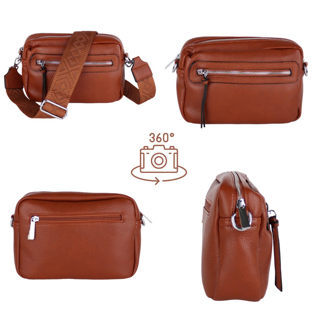 MIRROSI Umhängetasche Damen, Veganleder Crossbody Tasche Bag, Schultertasche (inkl. 1 Münzbeutel und 2 Wechselgurte, 26x16x8cm (BXHXT), gemusterten & verstellba – Bild 3 von 3