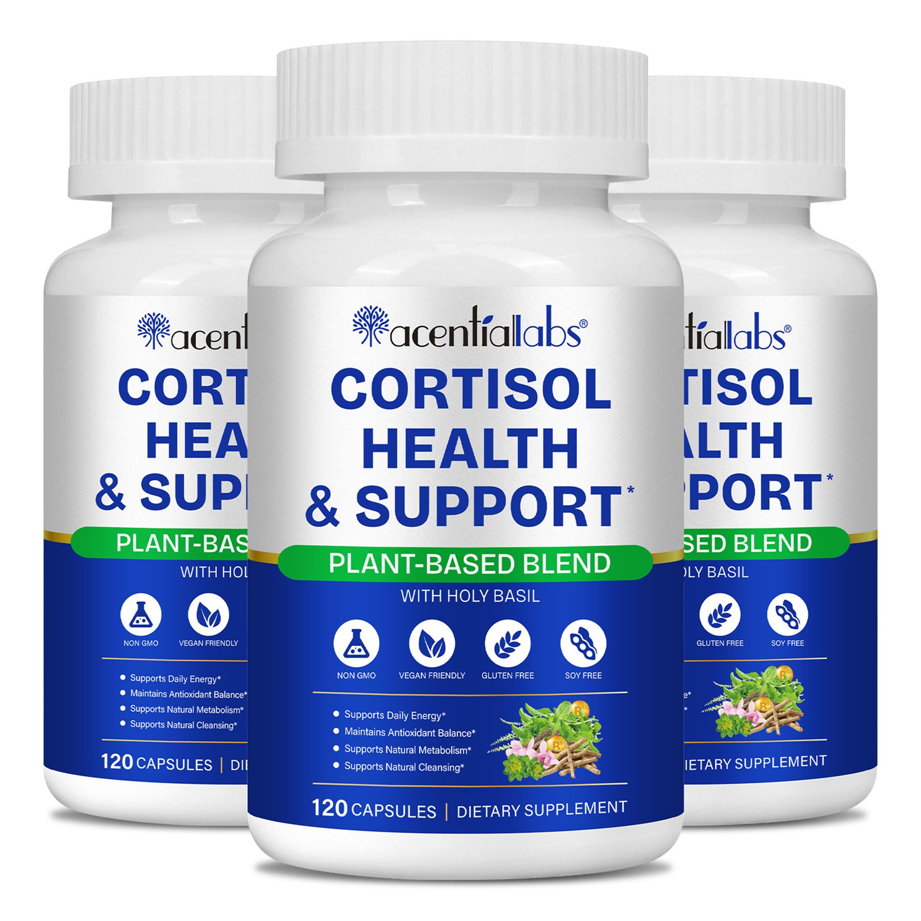 Acentiallabs Cortisol Support Unterstützung Komplex Ashwagandha Magnesium Kapseln, Allgemeines Wohlbefinden, Energiestoffwechsel