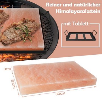 Randaco Grill-Salzstein Salzstein mit Halter 30x20x3cm Hochwertiger CHEF Set Fisch BBQ (4-St)