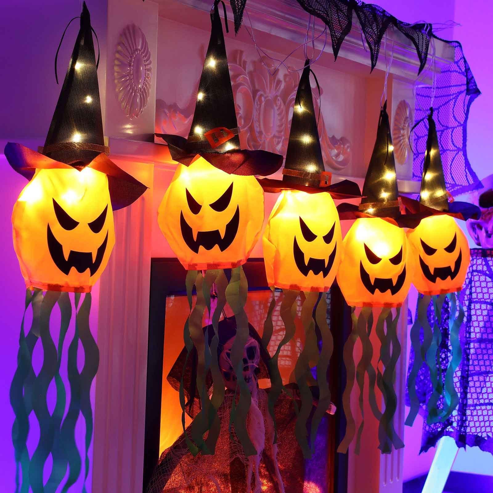 preisoptimierung Rosnek LED-Lichterkette Deko Wohnzimmer Zaubererhut, für Garten Kürbislaterne, Halloween Party