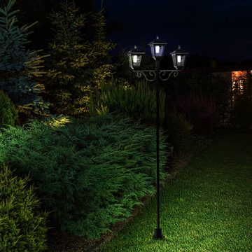 etc-shop LED Außen-Stehlampe, LED-Leuchtmittel fest verbaut, Warmweiß, Gartenlaterne groß für draußen Kandelaber 3 flammig Außen Solar