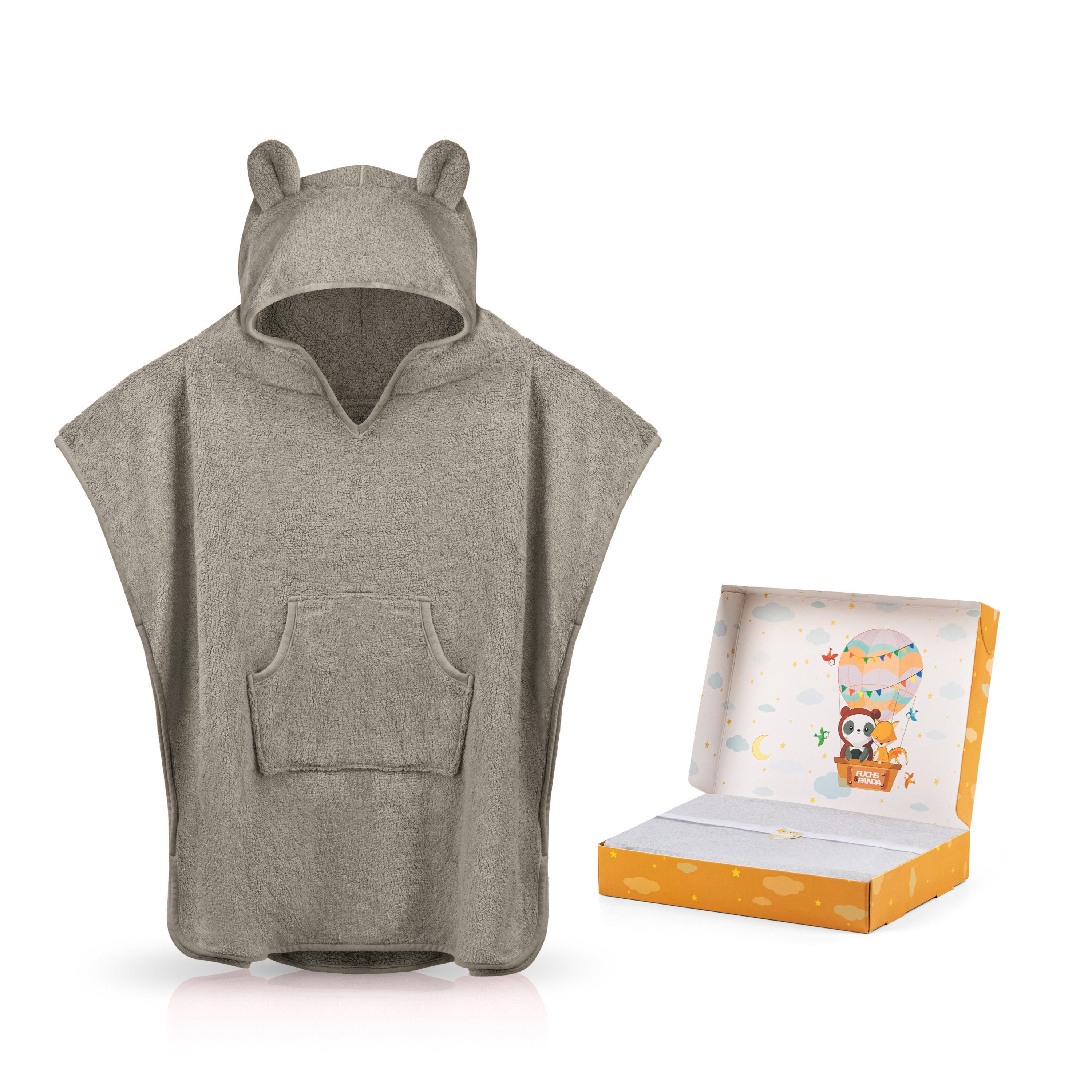 Fuchs & Panda Badeponcho Kuscheliger Badeponcho Baby und Kinder (0-4Jahre) aus 100% Bambus, 100% Bambus: Antimikrobiell, Atmungsaktiv, Hypoallergen, Superweich