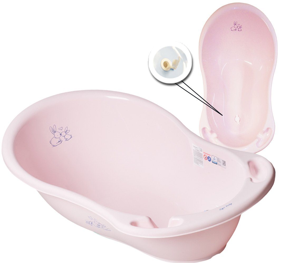 Rosa Babybadewanne + –- BABYWANNE 3 cm, SET Europe), BUNNIES (Spar Set, = + Badeset Baby Wanne 3 -tlg 84 BADESITZ – TÖPFCHEN in Tega-Baby TEILE Made -